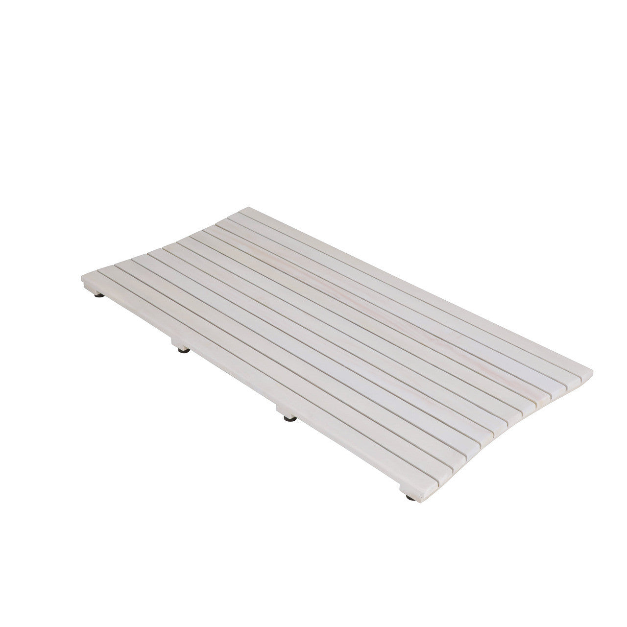 40" White Teak Slat Non Slip Bath Mat-Bath Rugs-DECOROLALA