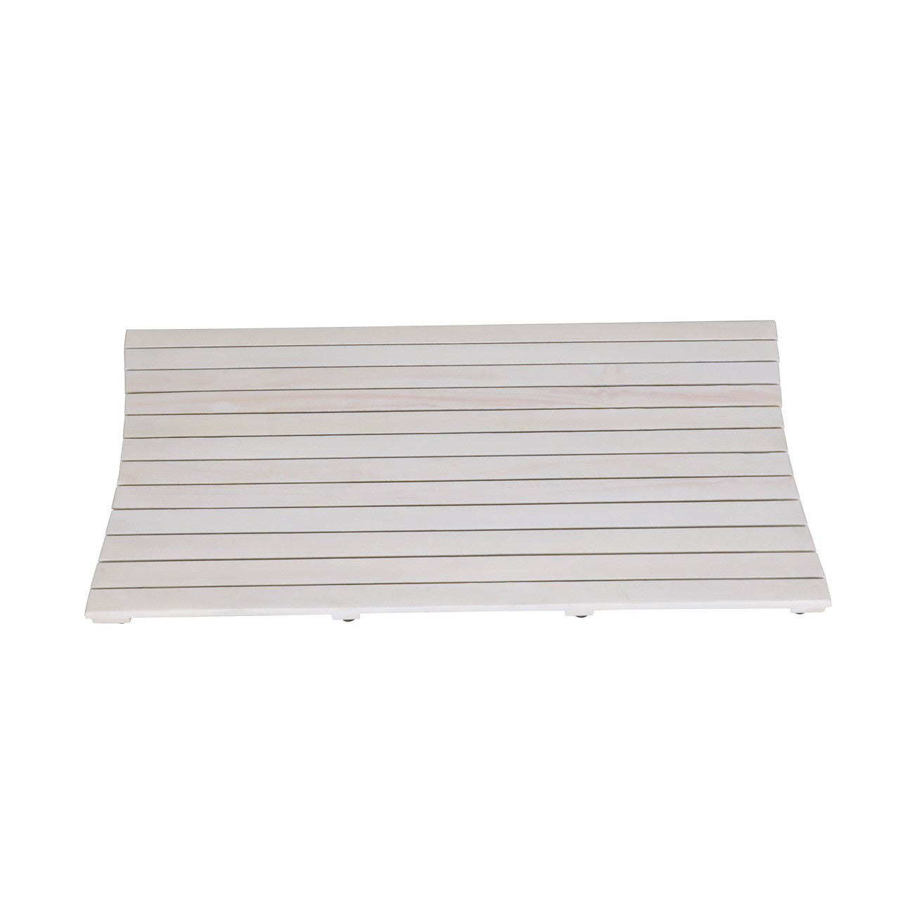 40" White Teak Slat Non Slip Bath Mat-Bath Rugs-DECOROLALA
