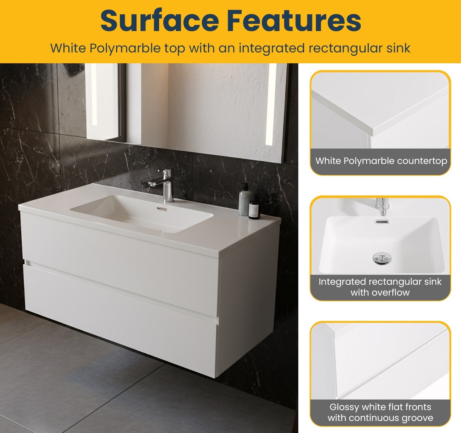 40" White Wall Mount Bathroom Vanity with White Polymarble Countertop-Migration_Bathroom Vanities-DECOROLALA