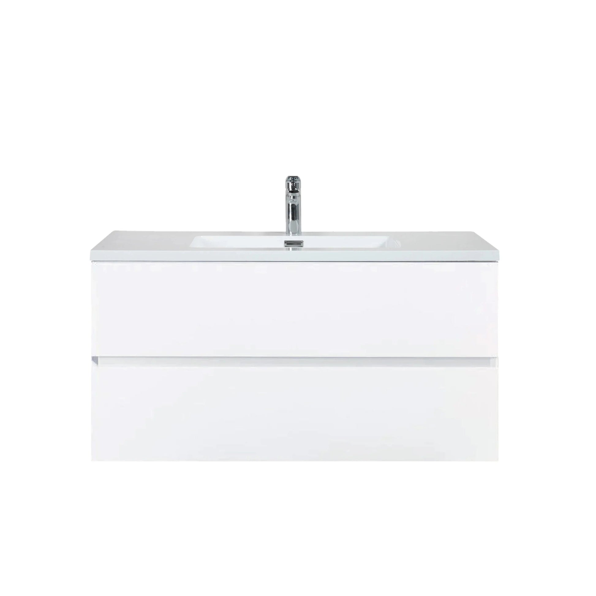 40" White Wall Mount Bathroom Vanity with White Polymarble Countertop-Migration_Bathroom Vanities-DECOROLALA