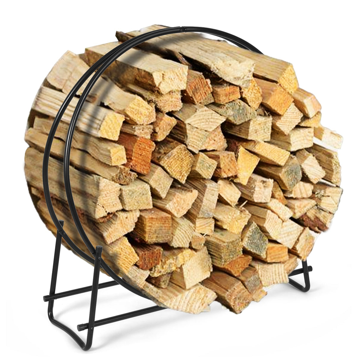 40-inch Tubular Steel Firewood Storage Rack-Log Racks & Carriers-DECOROLALA