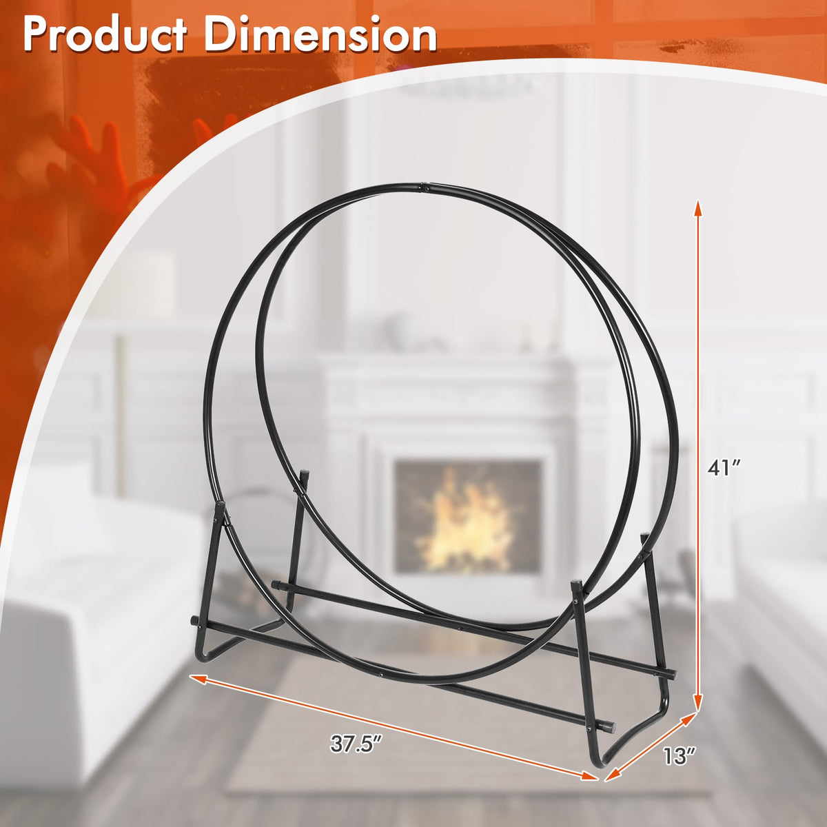 40-inch Tubular Steel Firewood Storage Rack-Log Racks & Carriers-DECOROLALA