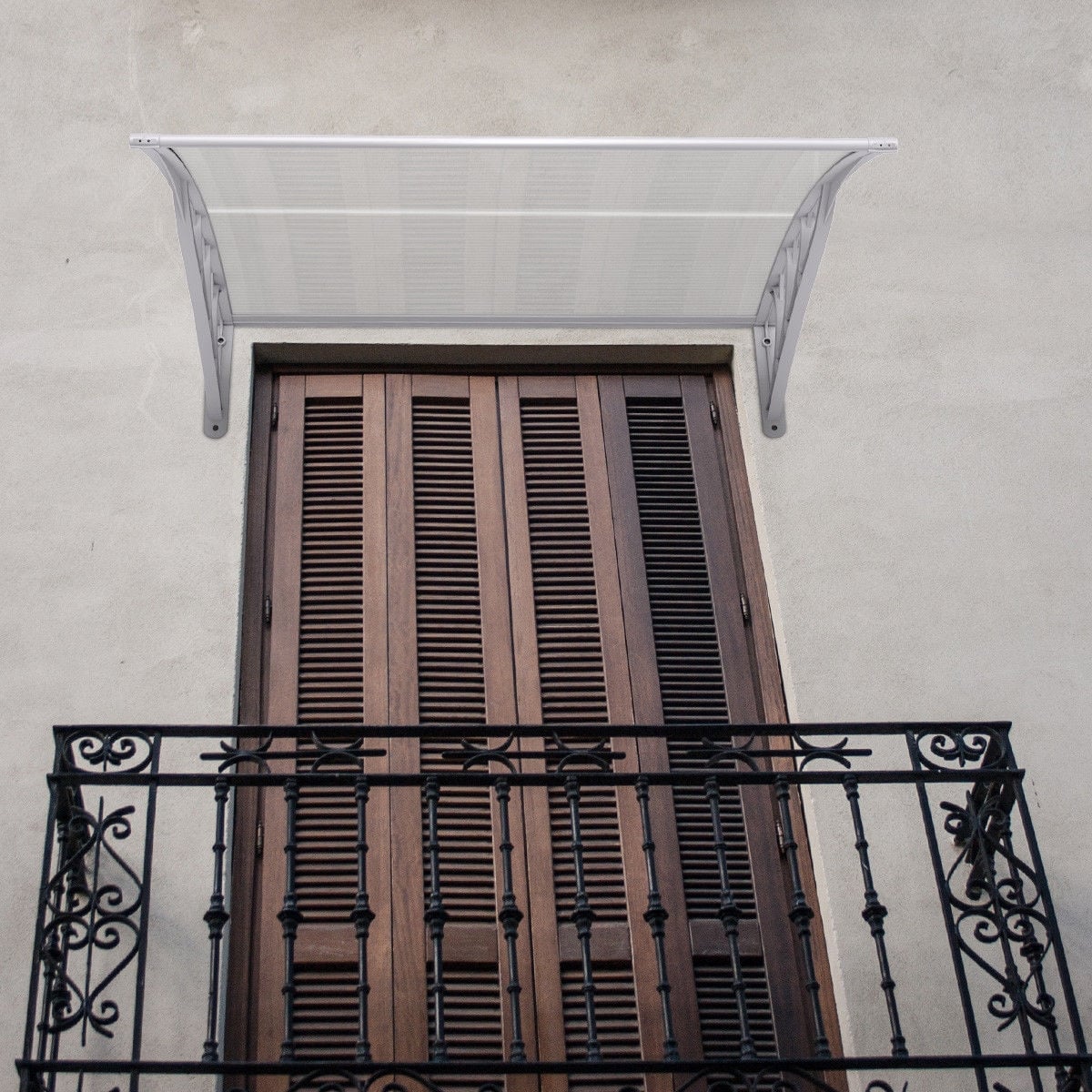 40 x 40 Inch Outdoor Polycarbonate Front Door Window Awning Canopy-Gray-Outdoor Shades-DECOROLALA