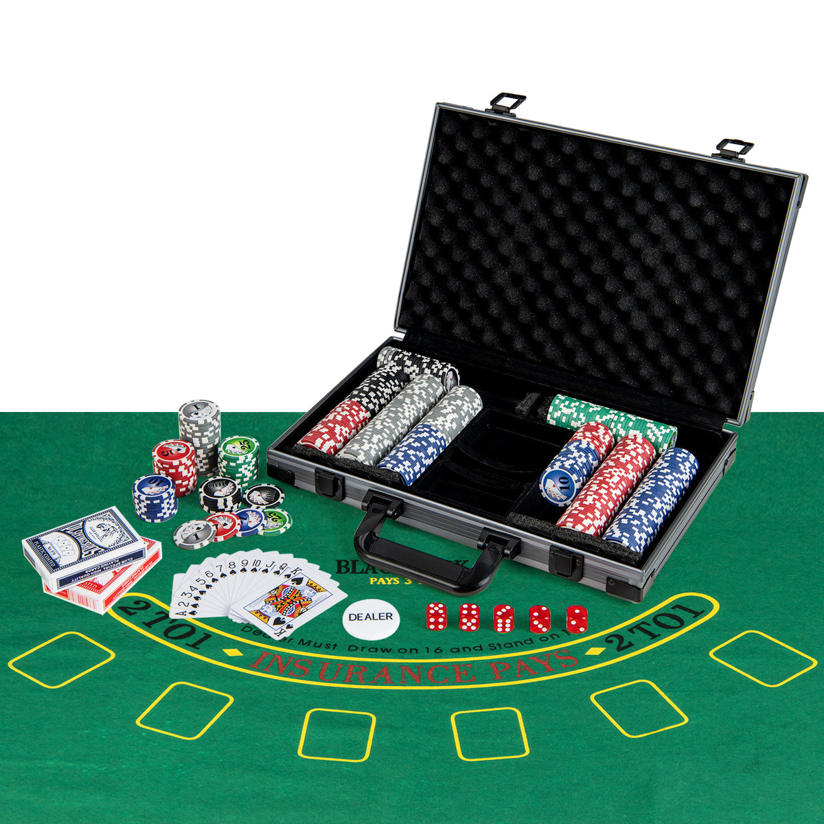 400-Piece Poker Chip Set with Aluminum Carrying Case and Felt-Game Room-DECOROLALA