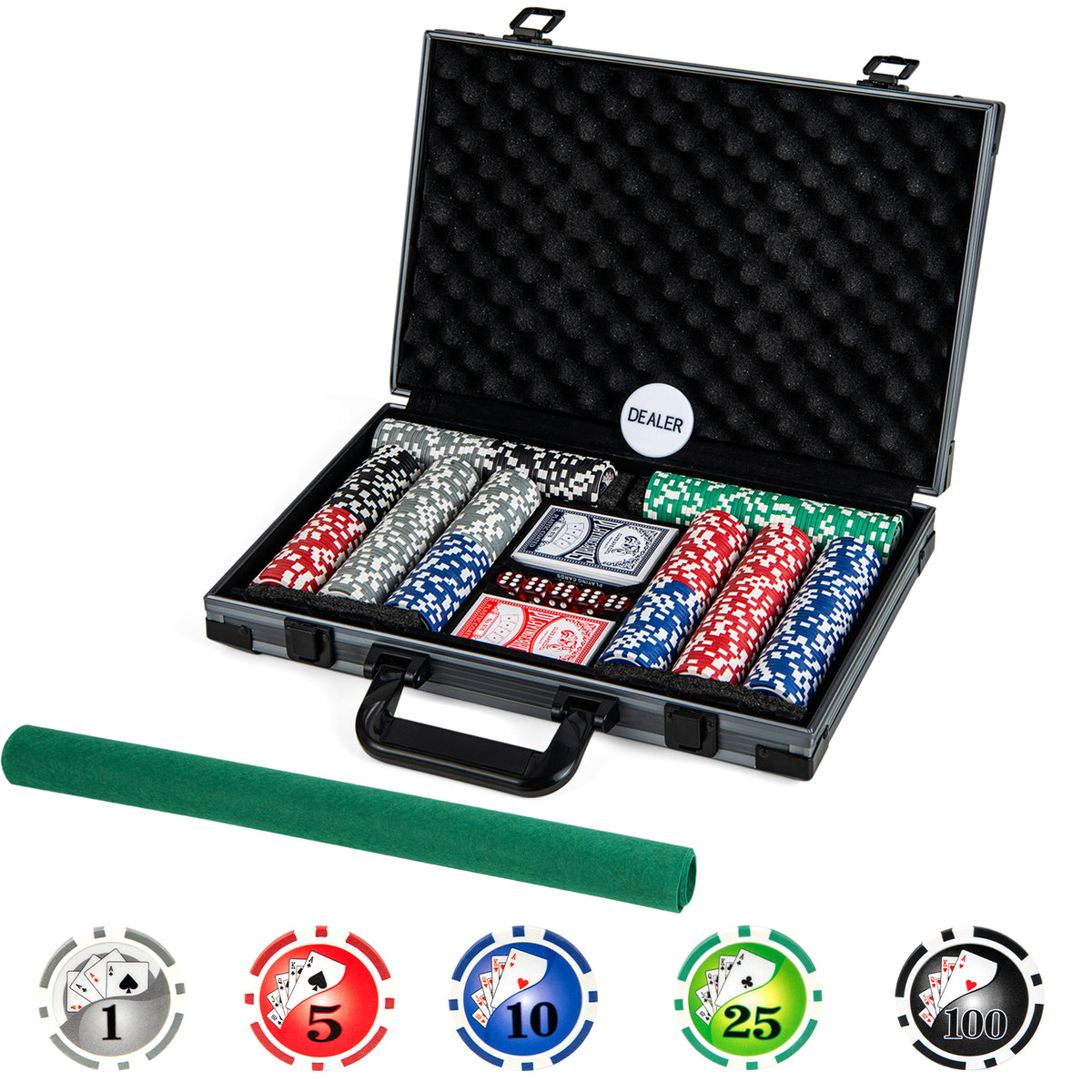 400-Piece Poker Chip Set with Aluminum Carrying Case and Felt-Game Room-DECOROLALA