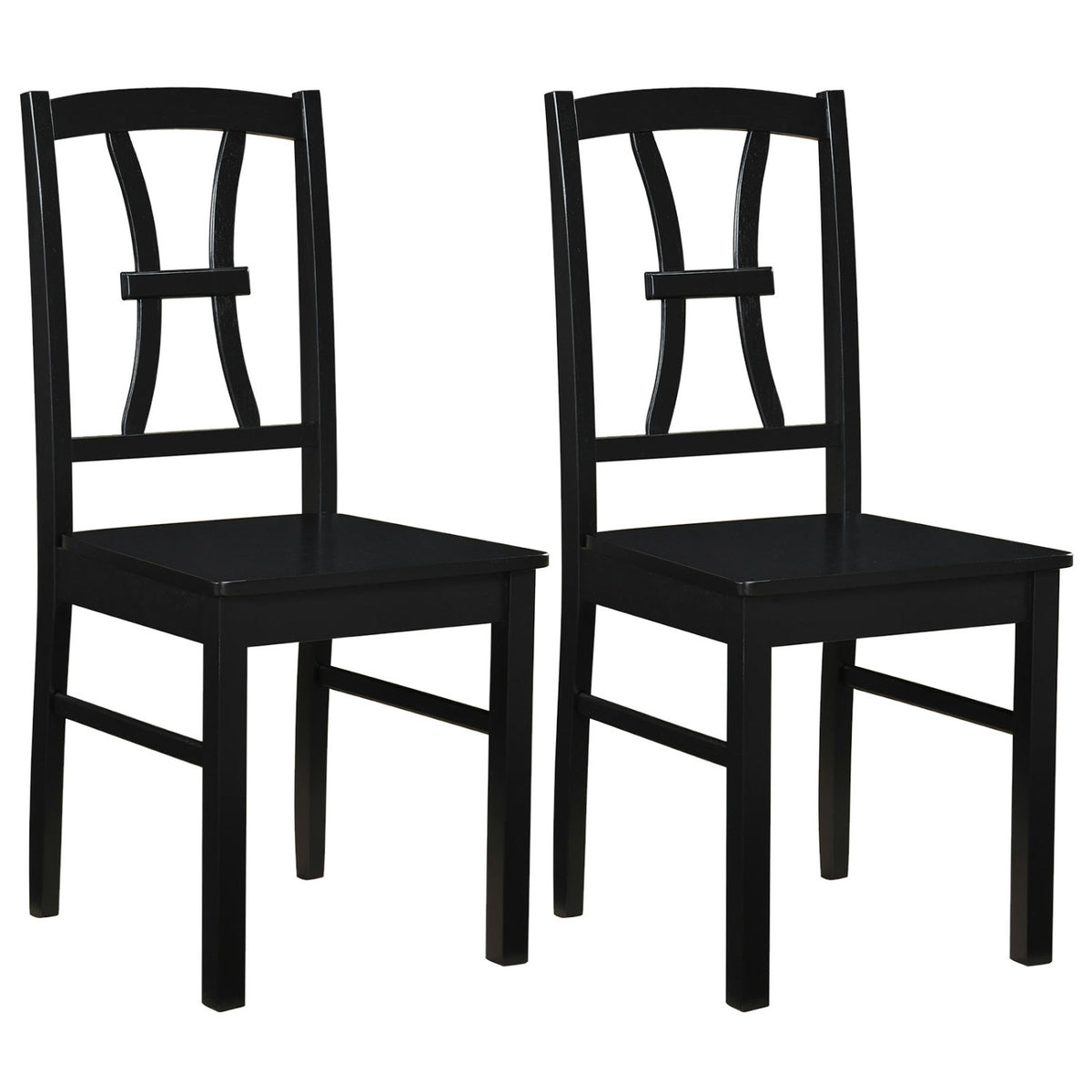 400 lbs Capacity Dining Chair Set of 2 with Cross Backrest and Rubber Wood Frame-Black-Dining Chairs-DECOROLALA