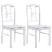 400 lbs Capacity Dining Chair Set of 2 with Cross Backrest and Rubber Wood Frame-White-Dining Chairs-DECOROLALA