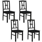 400 lbs Capacity Dining Chair Set of 4 with Cross Backrest and Rubber Wood Frame-Black-Dining Chairs-DECOROLALA