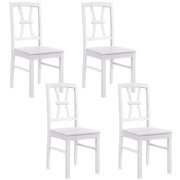 400 lbs Capacity Dining Chair Set of 4 with Cross Backrest and Rubber Wood Frame-White-Dining Chairs-DECOROLALA