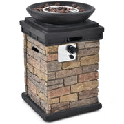 40000BTU Outdoor Propane Burning Fire Bowl Column Realistic Look Firepit Heater-Brown-Fire Pit Tables-DECOROLALA
