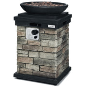 40000BTU Outdoor Propane Burning Fire Bowl Column Realistic Look Firepit Heater-Gray-Fire Pit Tables-DECOROLALA