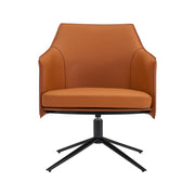 26" Terra Cotta and Black Faux Leather Swivel Lounge Chair-0