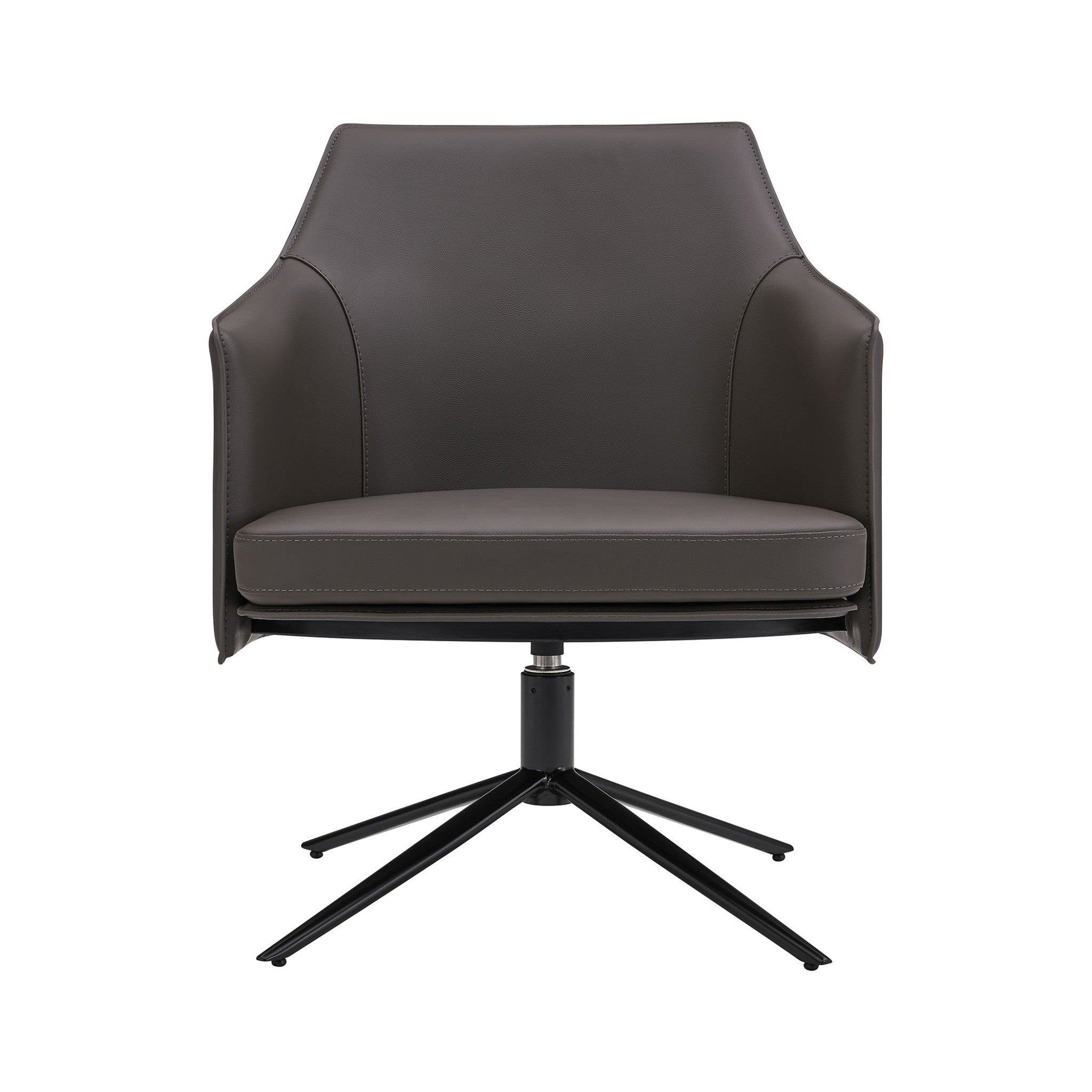 26" Gray and Black Faux Leather Swivel Lounge Chair-0