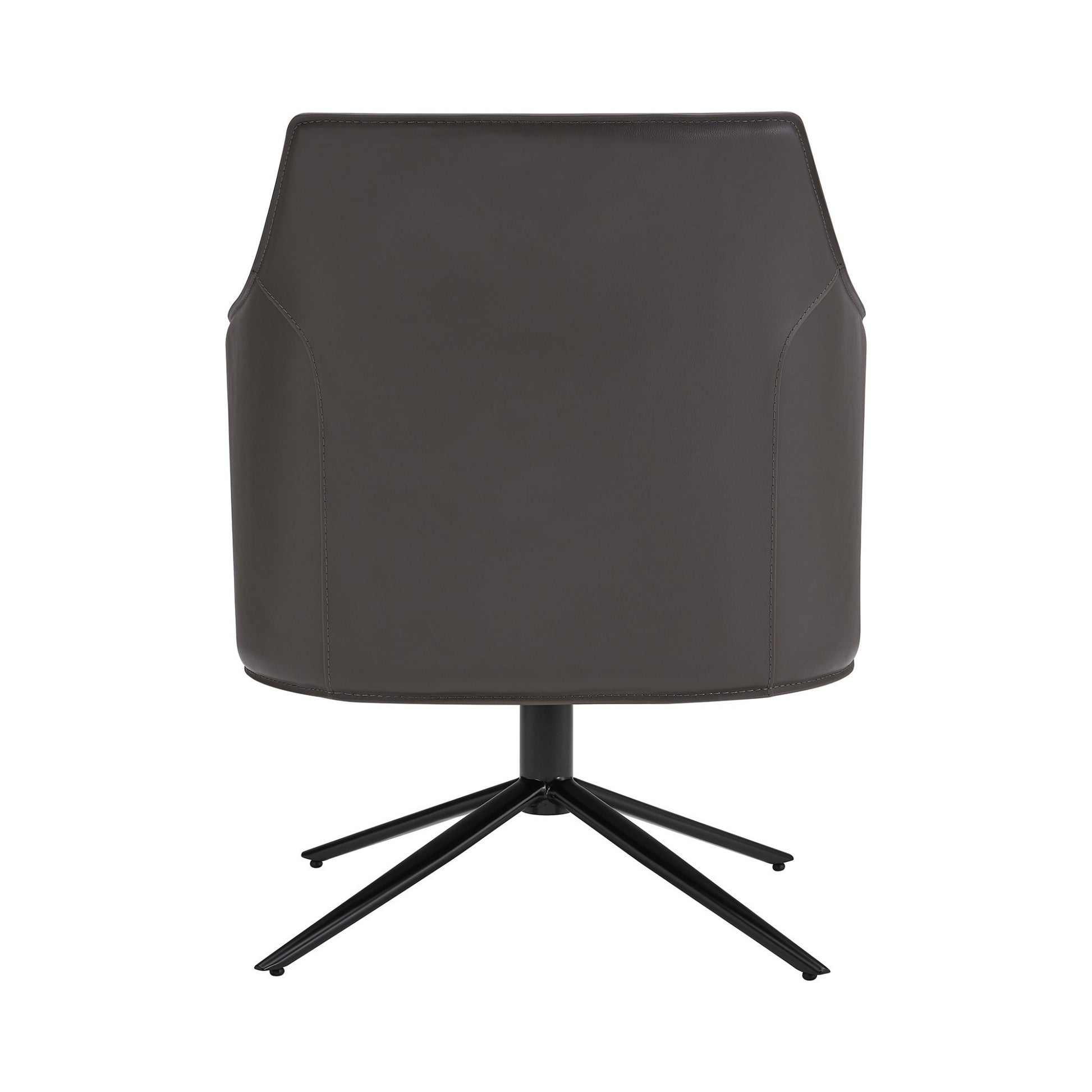 26" Gray and Black Faux Leather Swivel Lounge Chair-6