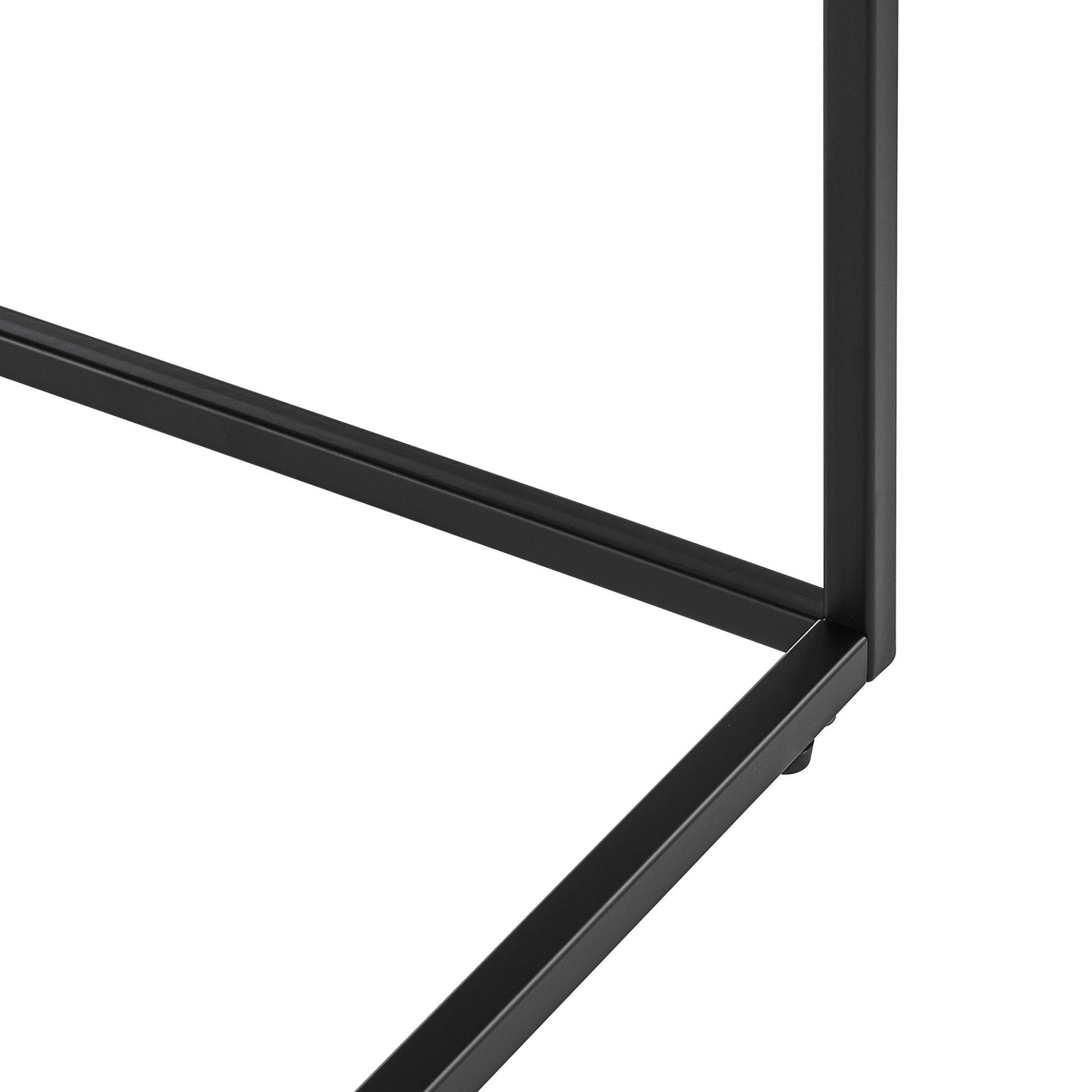 35" Black Wood And Metal Square Frame Coffee Table-Coffee Tables-DECOROLALA