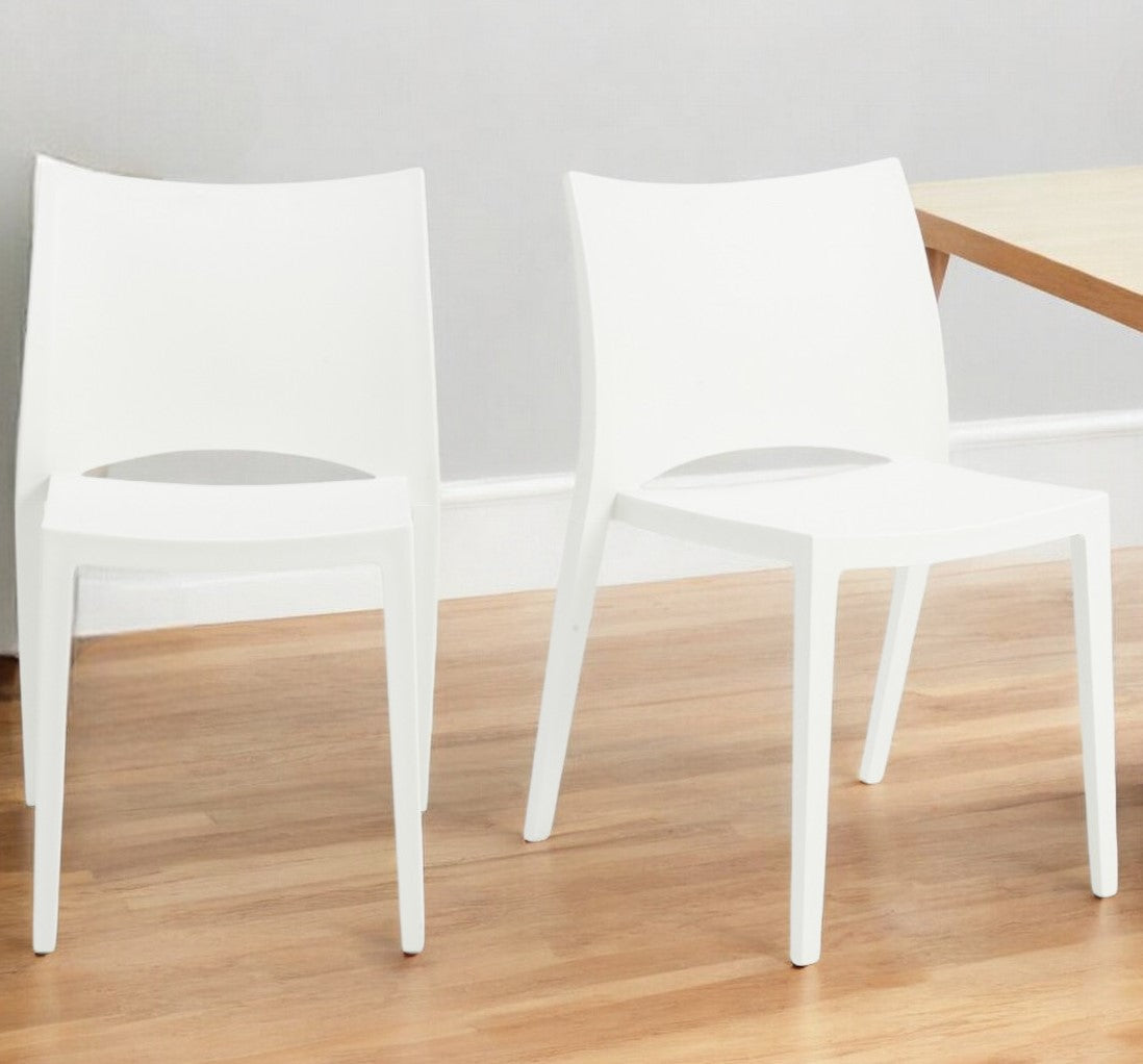 Set of Two White Heavy Duty Plastic Outdoor Stacking Dining Chairs-1