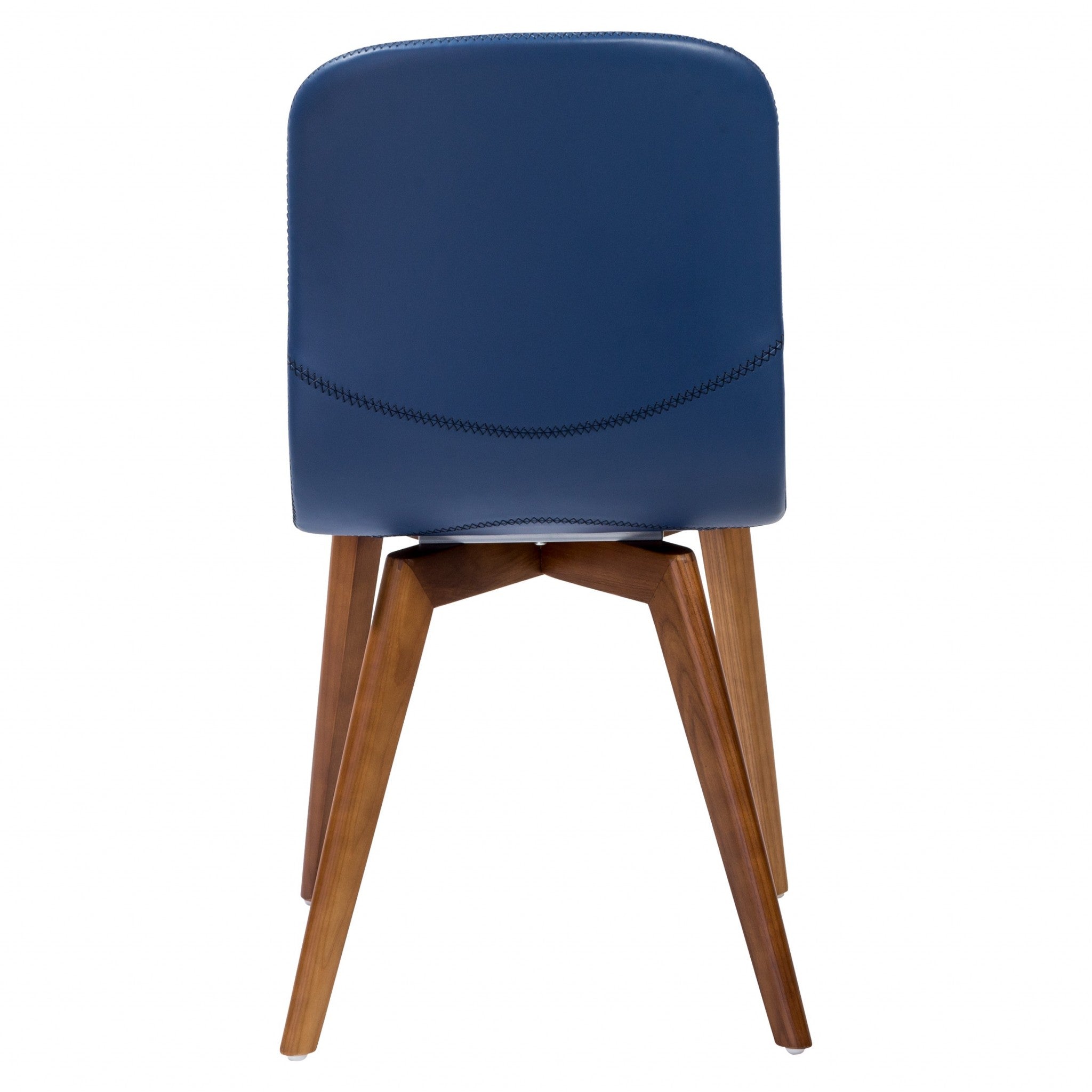 Set of Two Blue and Brown Upholstered Leather Dining Side Chairs-6