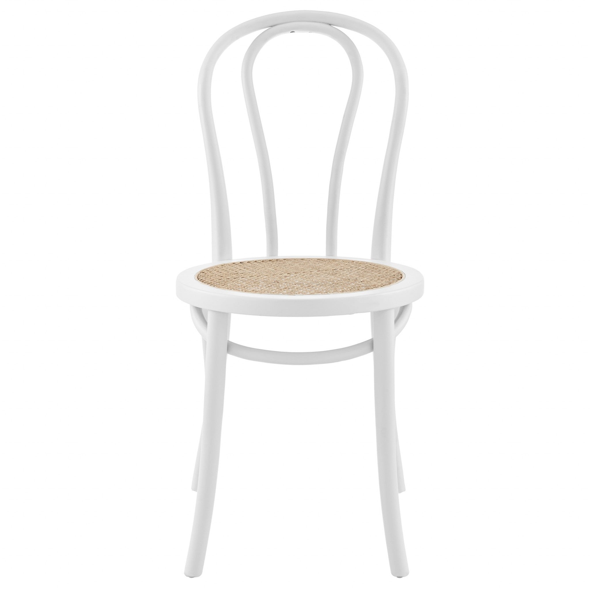 Set of Two Vintage Style White Cane Dining Chairs-Dining Chairs-DECOROLALA