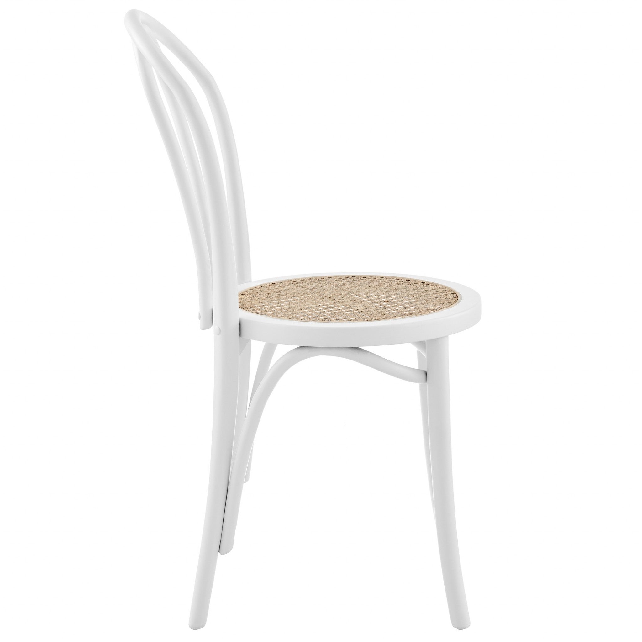 Set of Two Vintage Style White Cane Dining Chairs-Dining Chairs-DECOROLALA