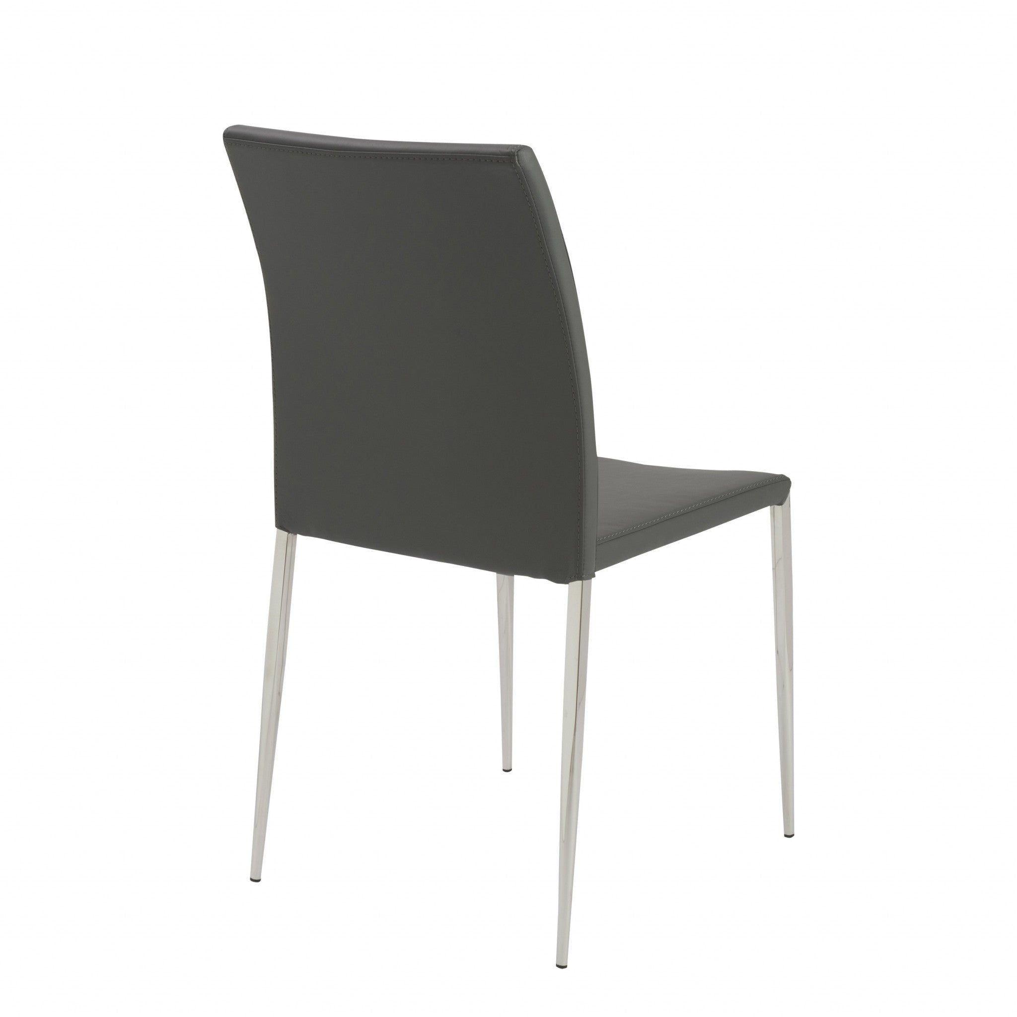 Set of Two Gray and Silver Upholstered Leather Dining Side Chairs-5