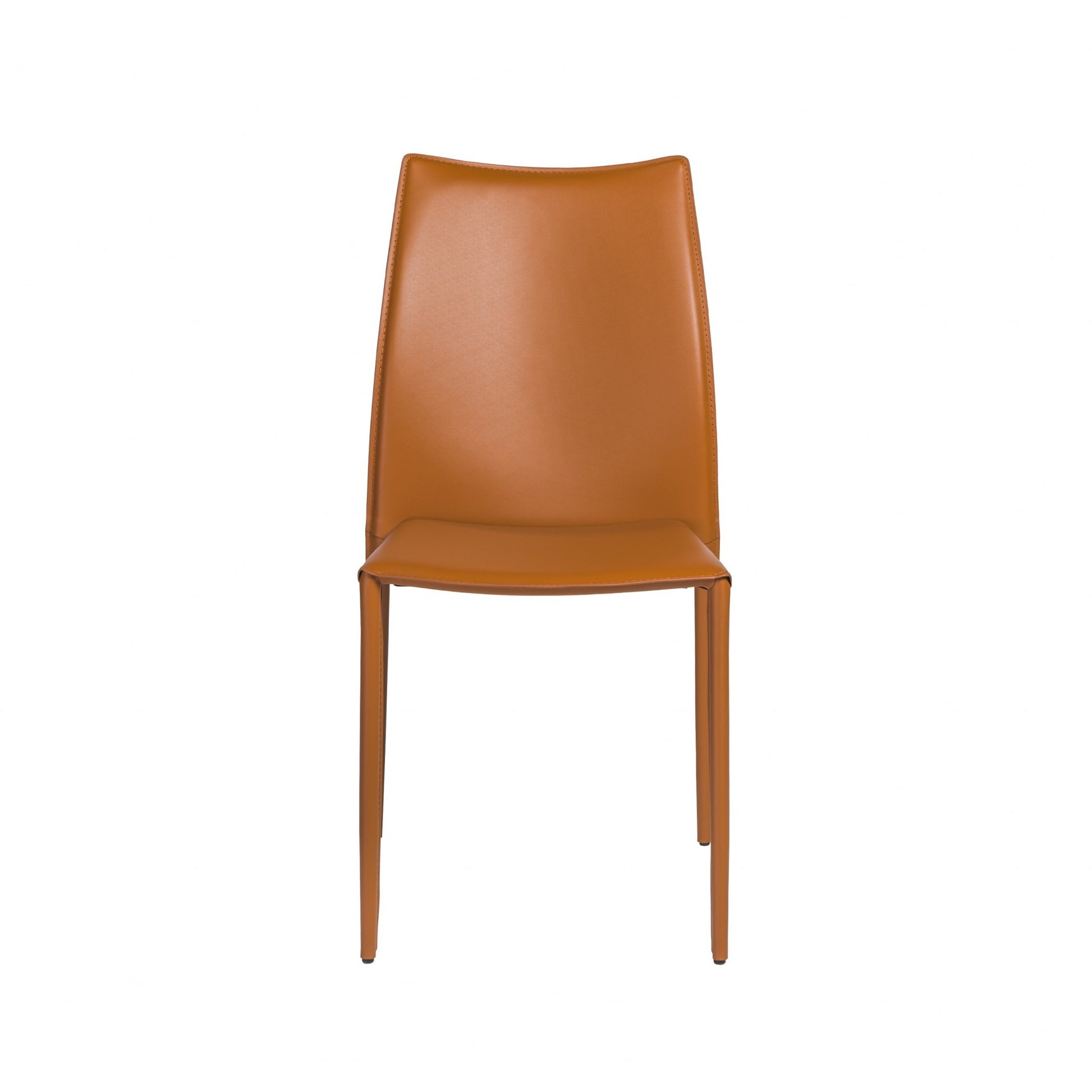 Set of Two Terra Cotta Upholstered Leather Dining Side Chairs-2
