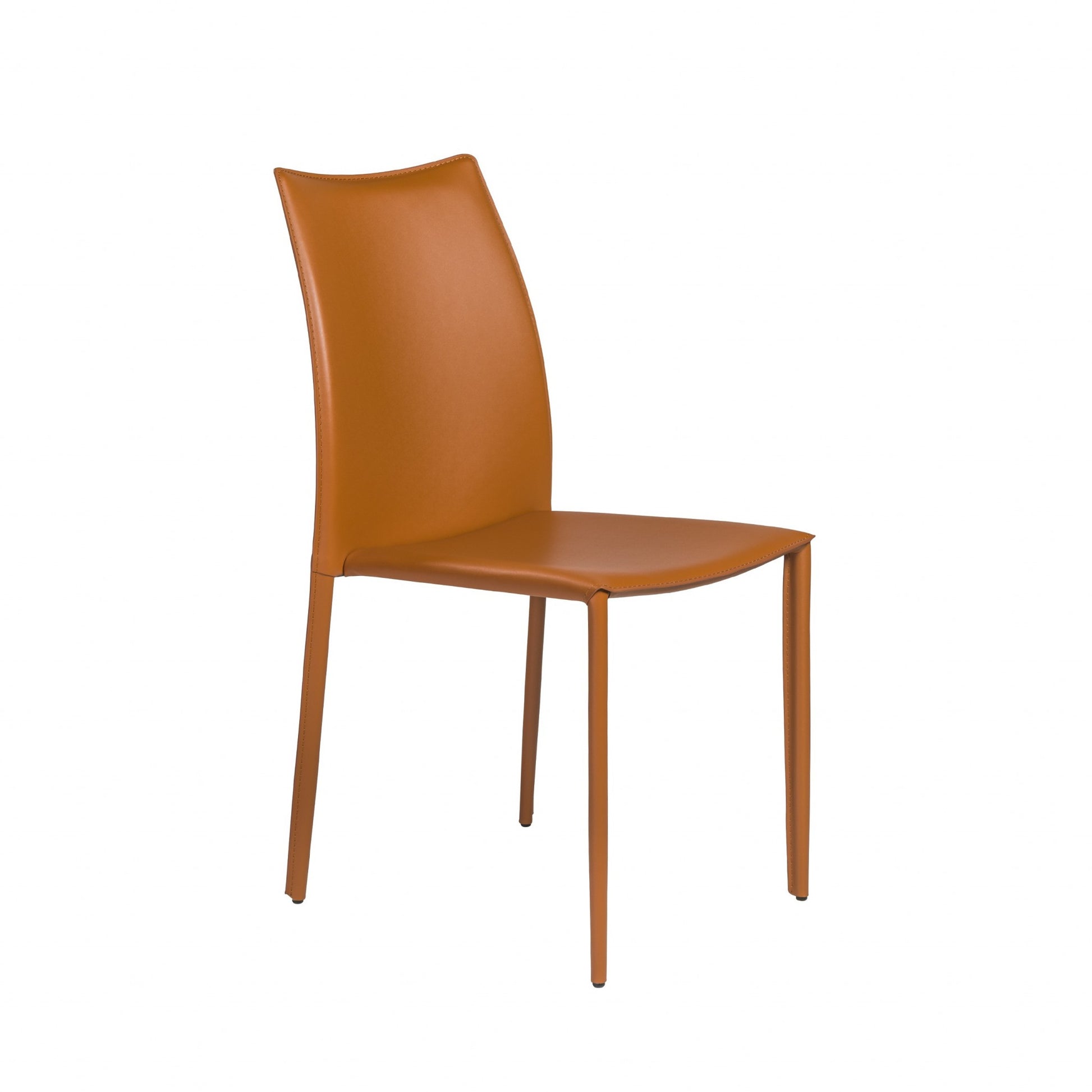 Set of Two Terra Cotta Upholstered Leather Dining Side Chairs-3