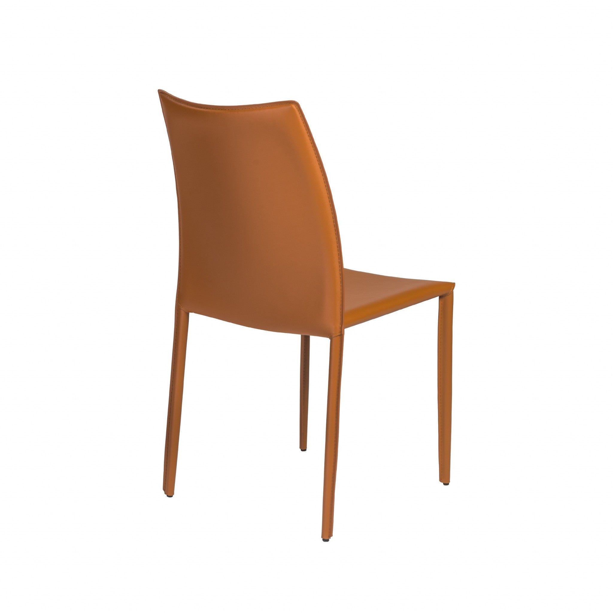 Set of Two Terra Cotta Upholstered Leather Dining Side Chairs-7