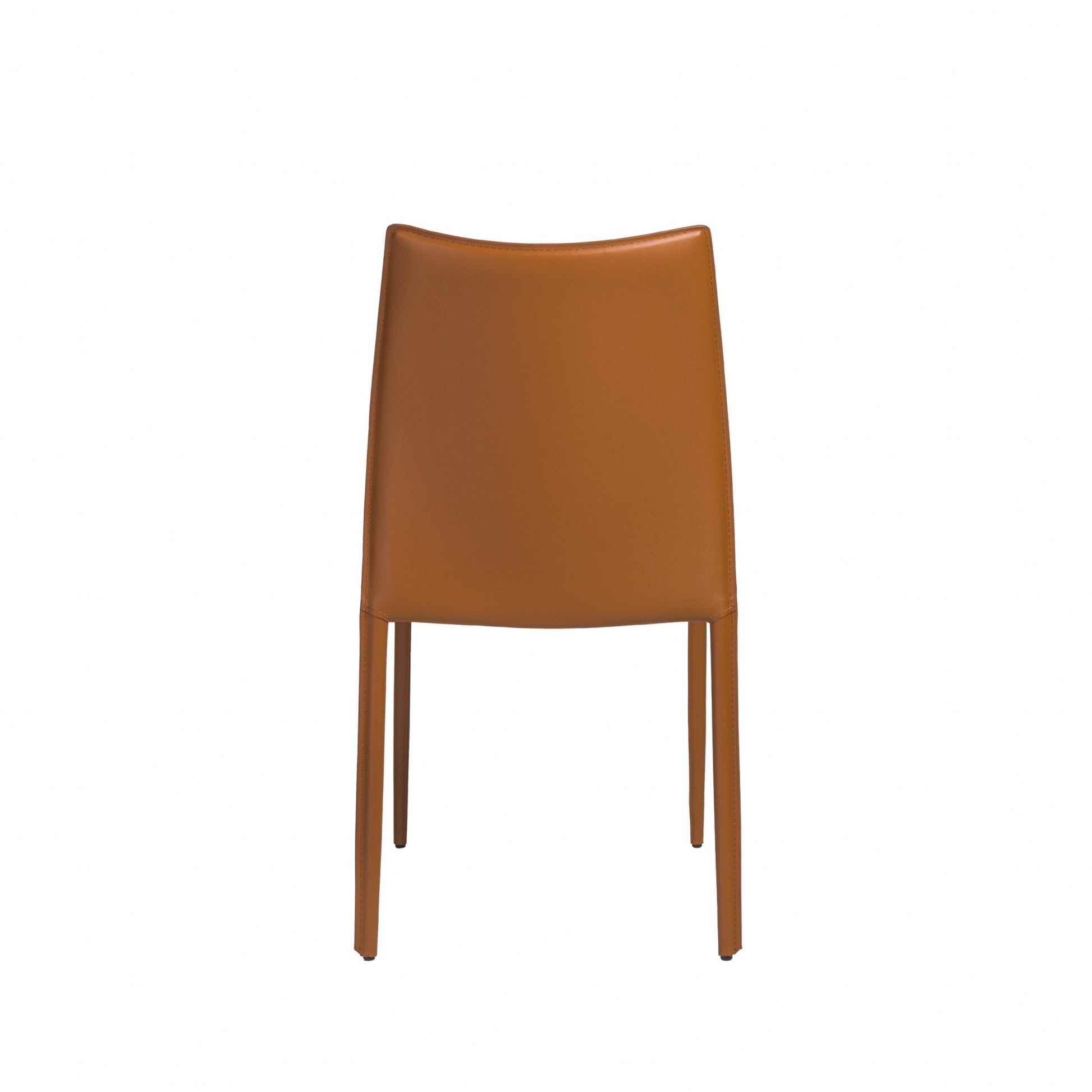 Set of Two Terra Cotta Upholstered Leather Dining Side Chairs-8