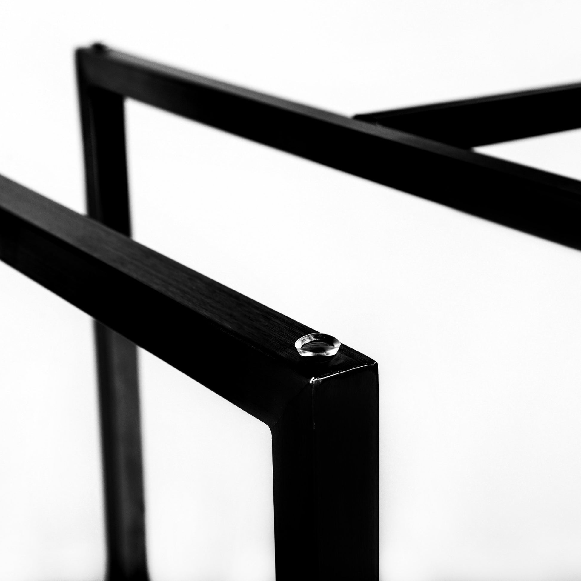 24" Clear And Black Rounded Glass And Metal Trestle Base Dining Table-Dining Tables-DECOROLALA