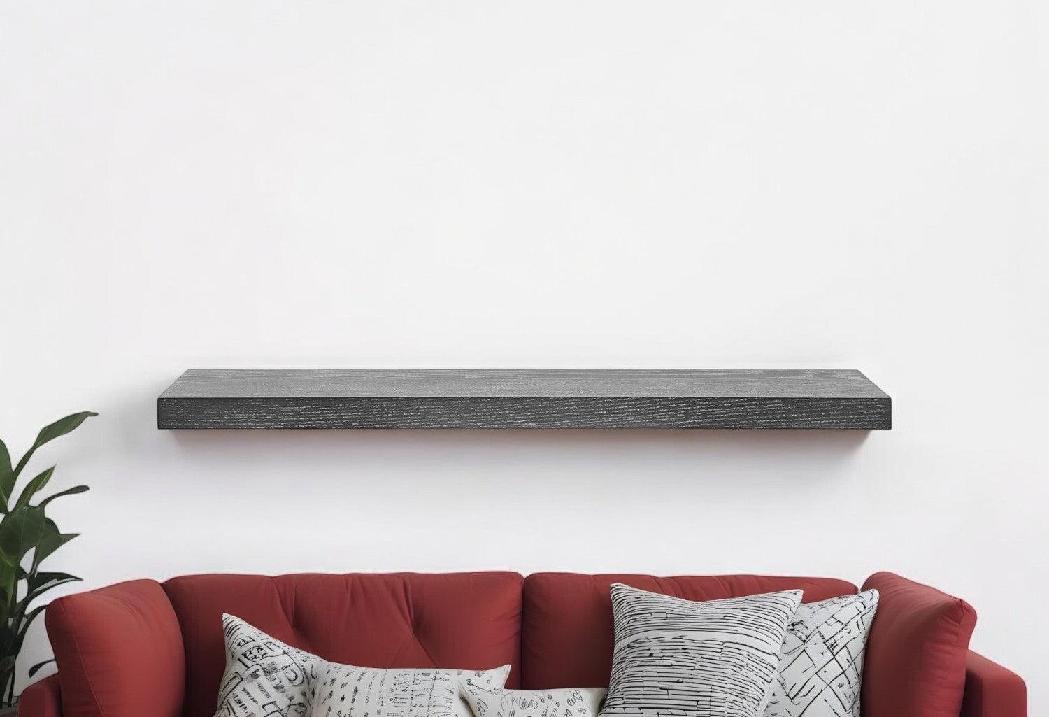 43" Dark Gray Whitewash Wooden Floating Shelf-Wall Mounted Shelves-DECOROLALA
