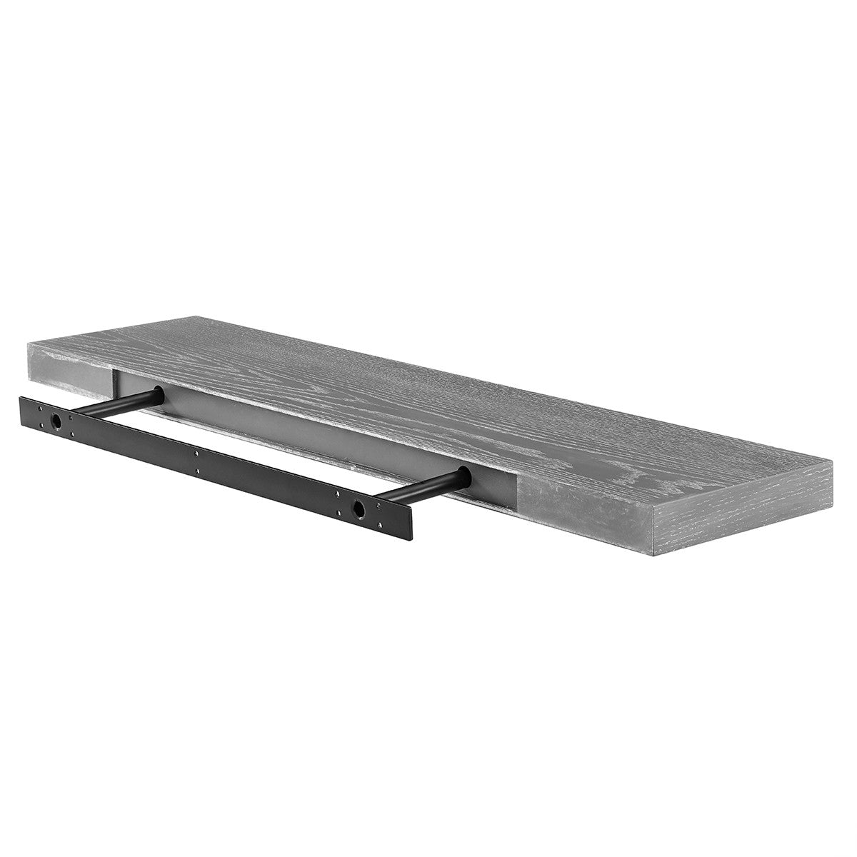 43" Dark Gray Whitewash Wooden Floating Shelf-Wall Mounted Shelves-DECOROLALA