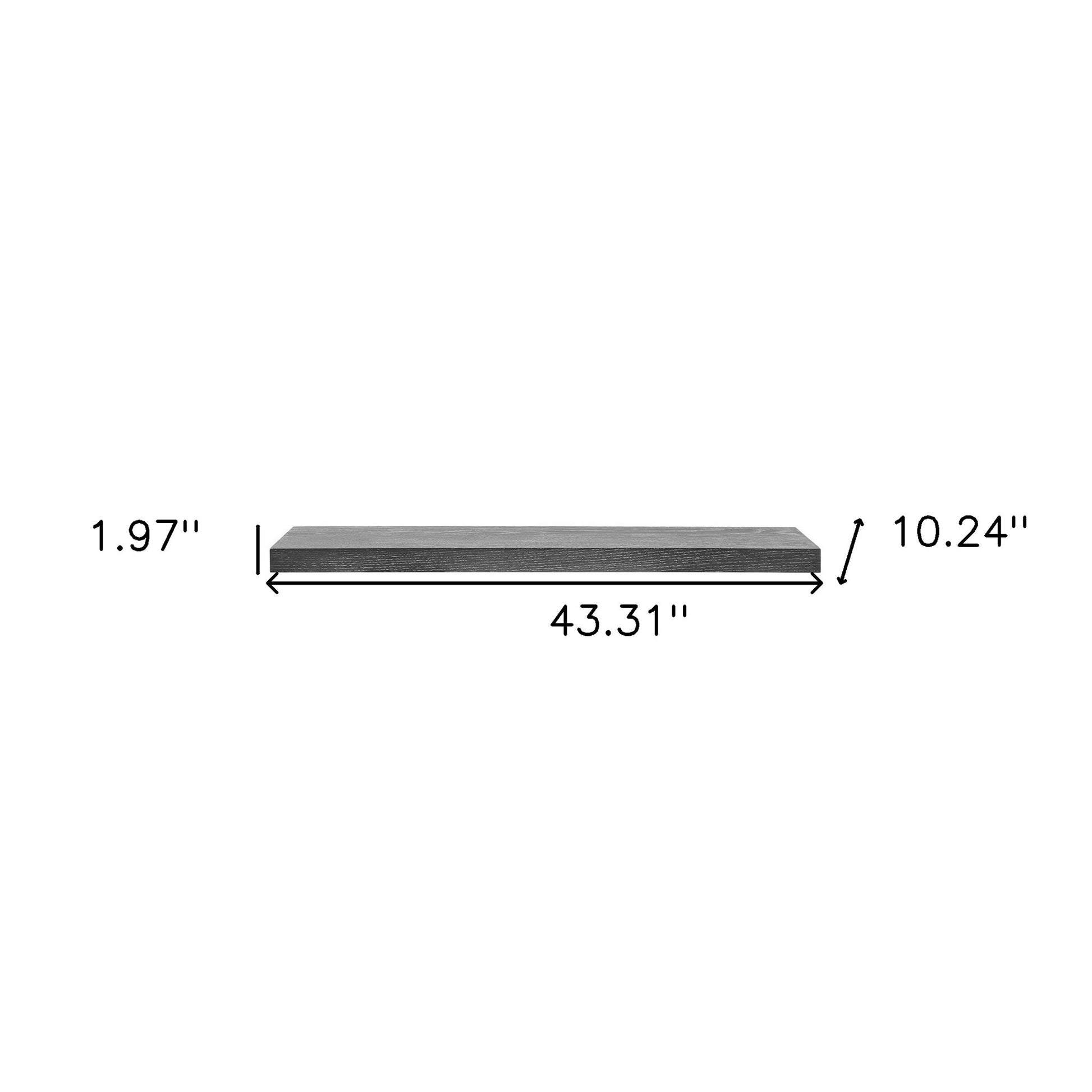 43" Dark Gray Whitewash Wooden Floating Shelf-Wall Mounted Shelves-DECOROLALA