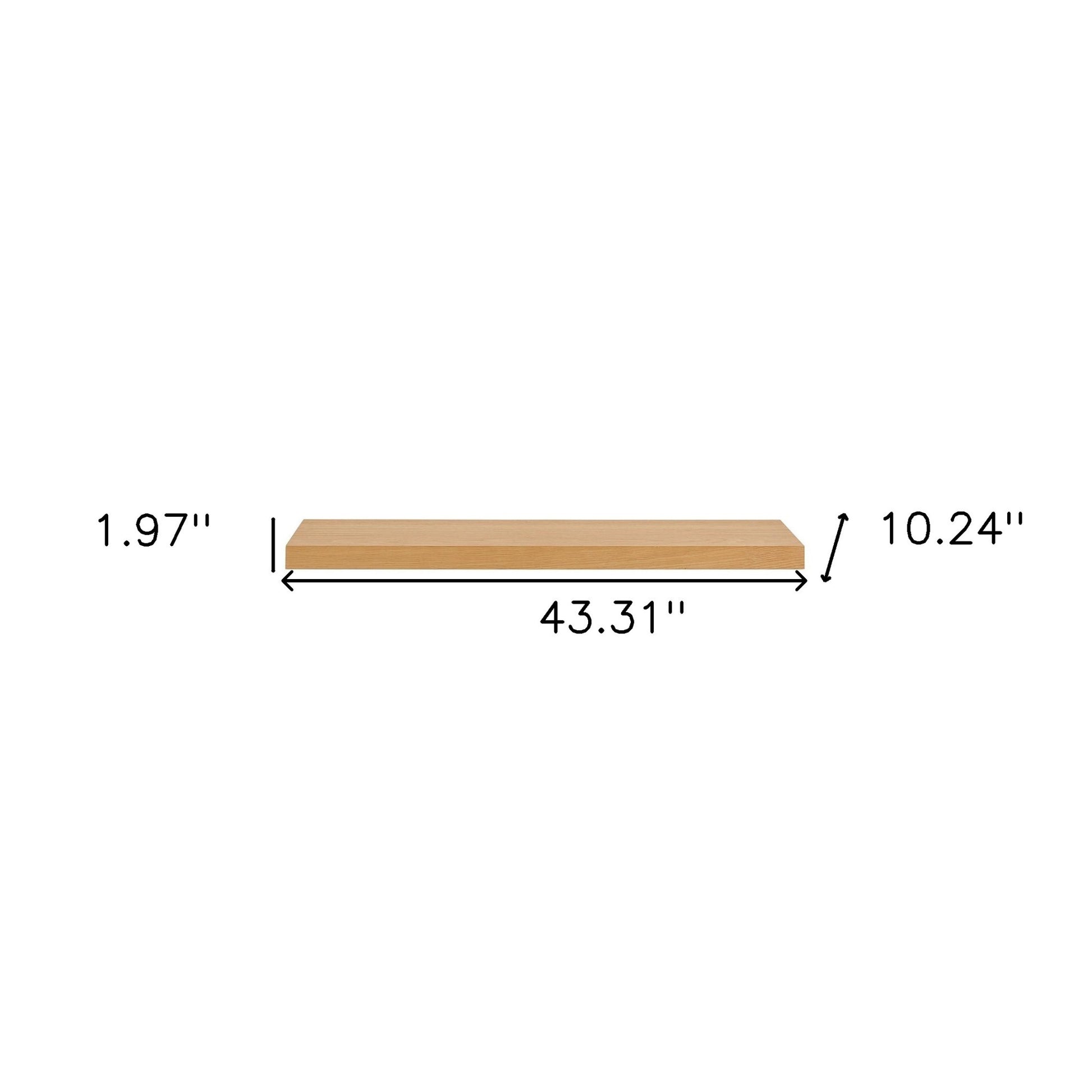 43" Natural Light Brown Wooden Floating Shelf-Wall Mounted Shelves-DECOROLALA