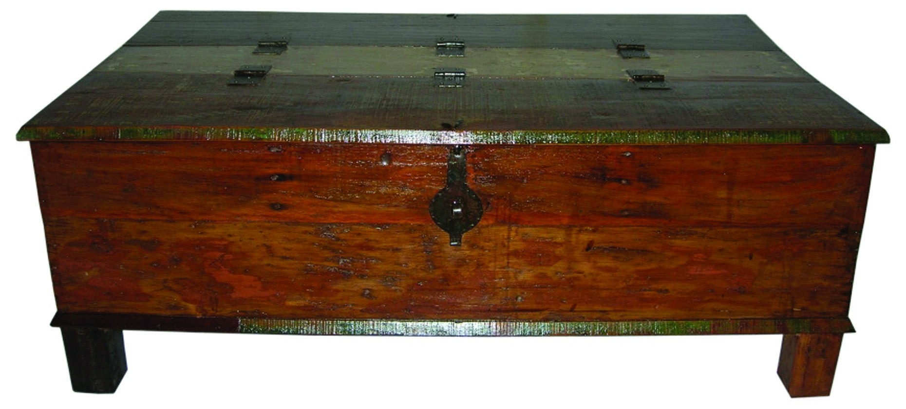 50" Brown Solid Wood Distressed Lift Top Coffee Table-1
