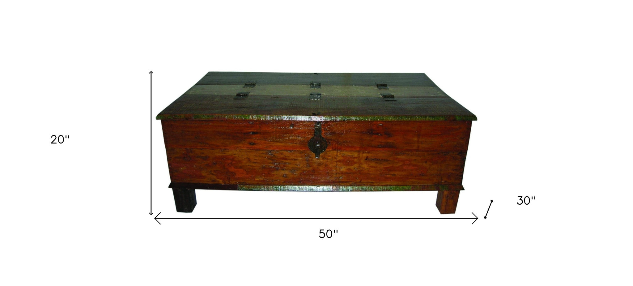 50" Brown Solid Wood Distressed Lift Top Coffee Table-4