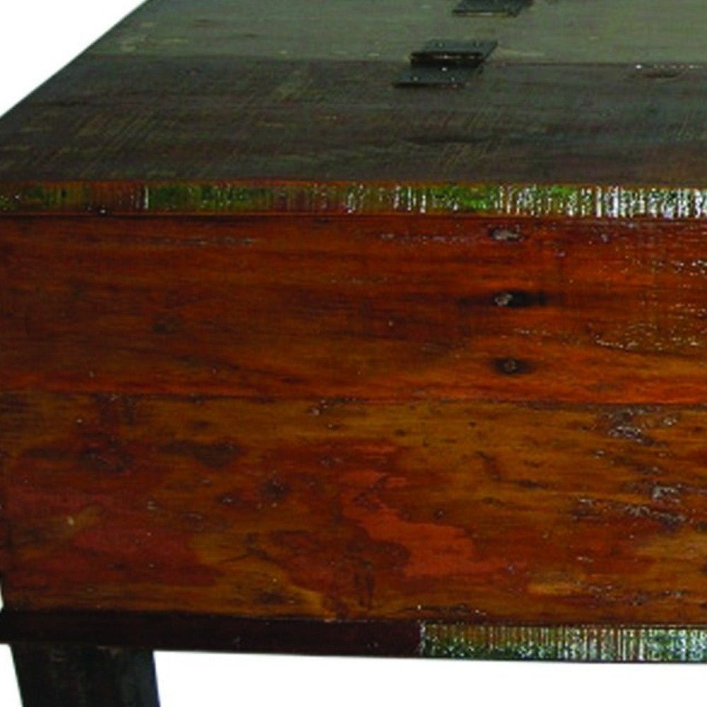 50" Brown Solid Wood Distressed Lift Top Coffee Table-3