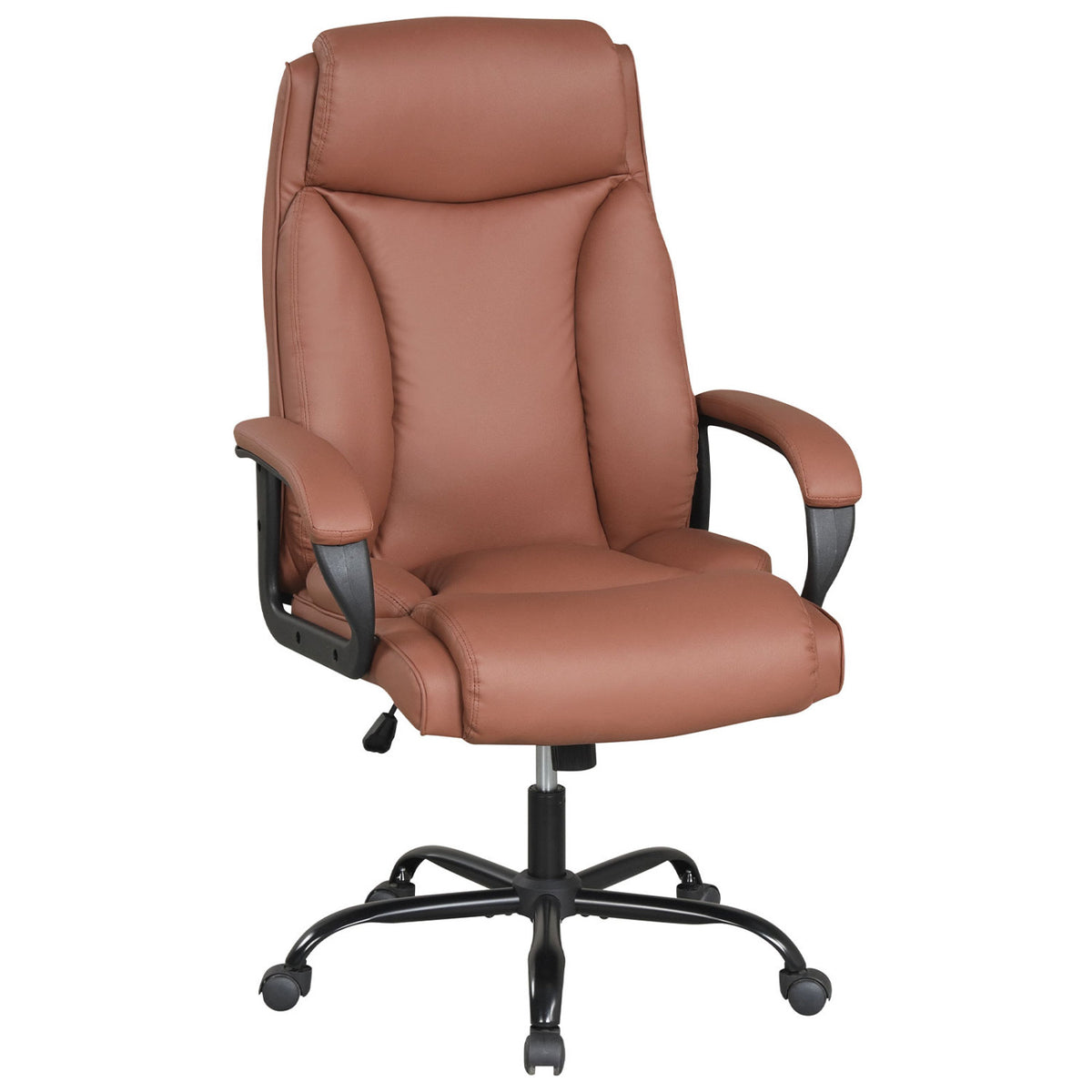 400LBS Big and Tall Chair High Back Executive Chair Ergonomic Leather Computer Chair-Brown-Big & Tall Office Chairs-DECOROLALA