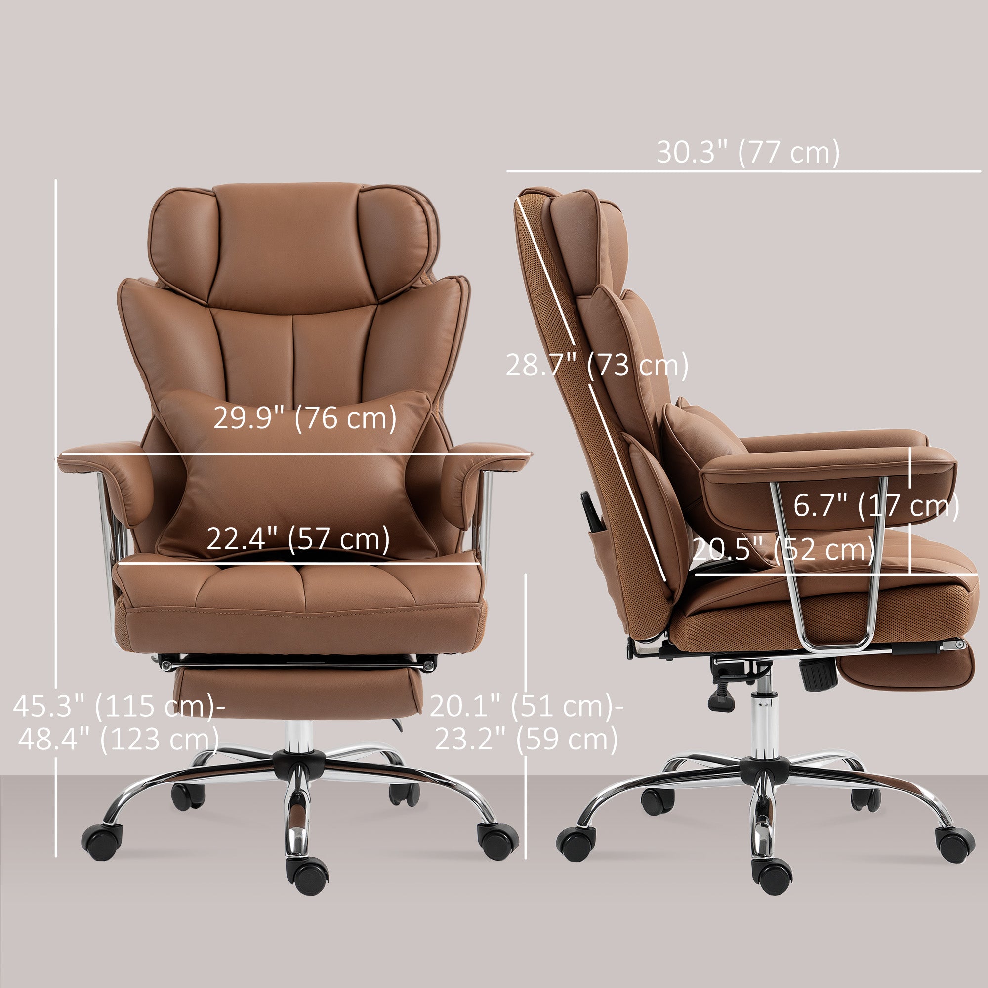 400lbs Massage Executive Office Chair - Brown PU Leather-DECOROLALA