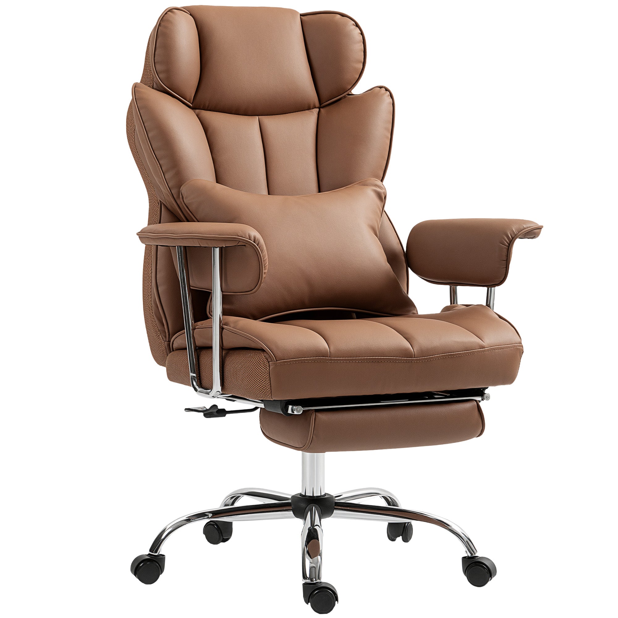 400lbs Massage Executive Office Chair - Brown PU Leather-DECOROLALA
