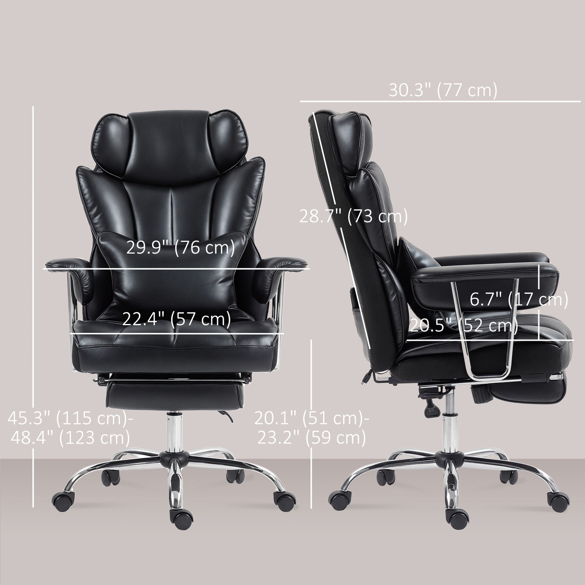 400lbs Massage Executive Office Chair with Footrest - Black-DECOROLALA