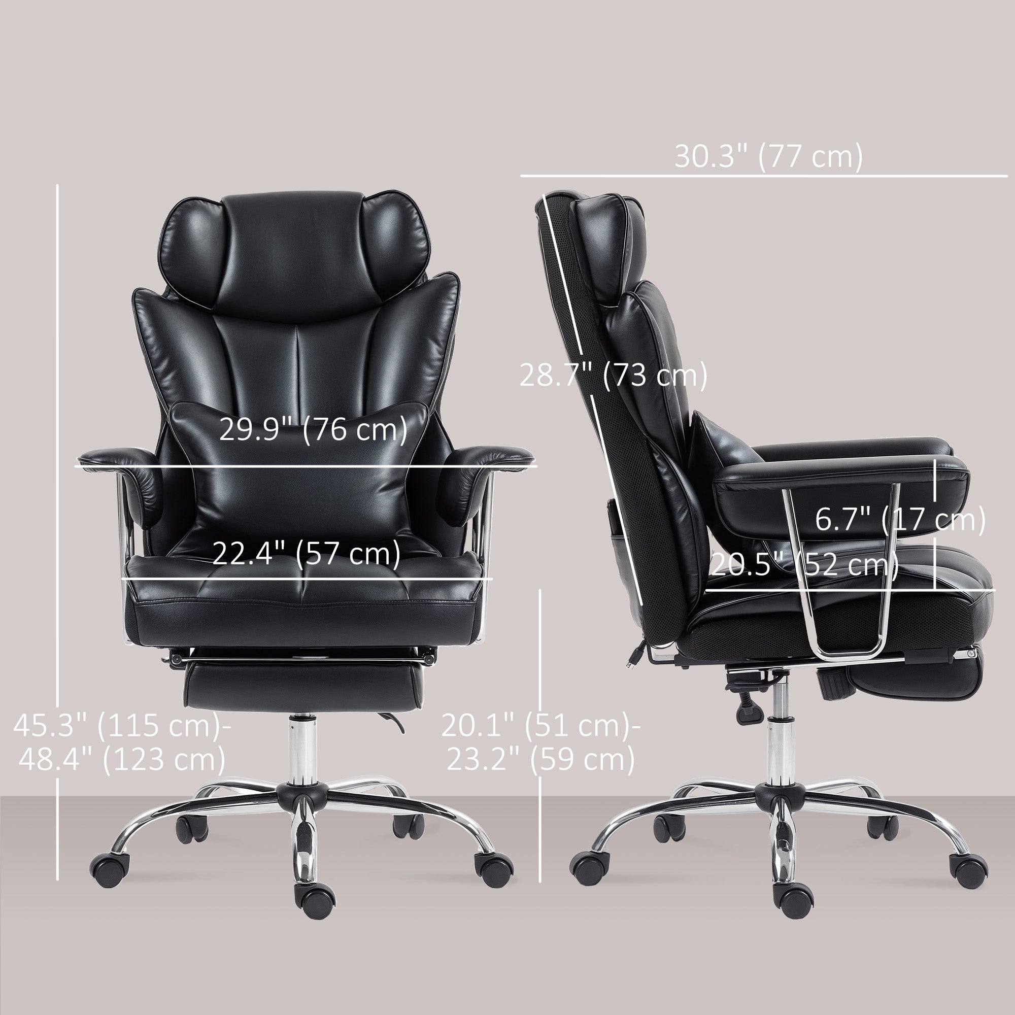 400lbs Massage Executive Office Chair with Footrest - Black-DECOROLALA