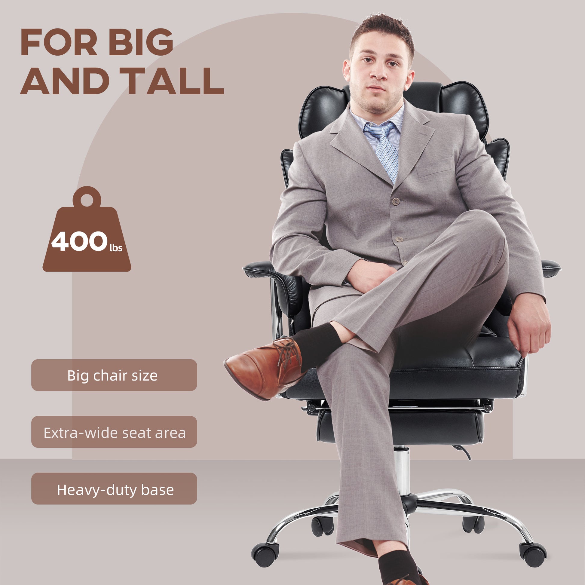 400lbs Massage Executive Office Chair with Footrest - Black-DECOROLALA