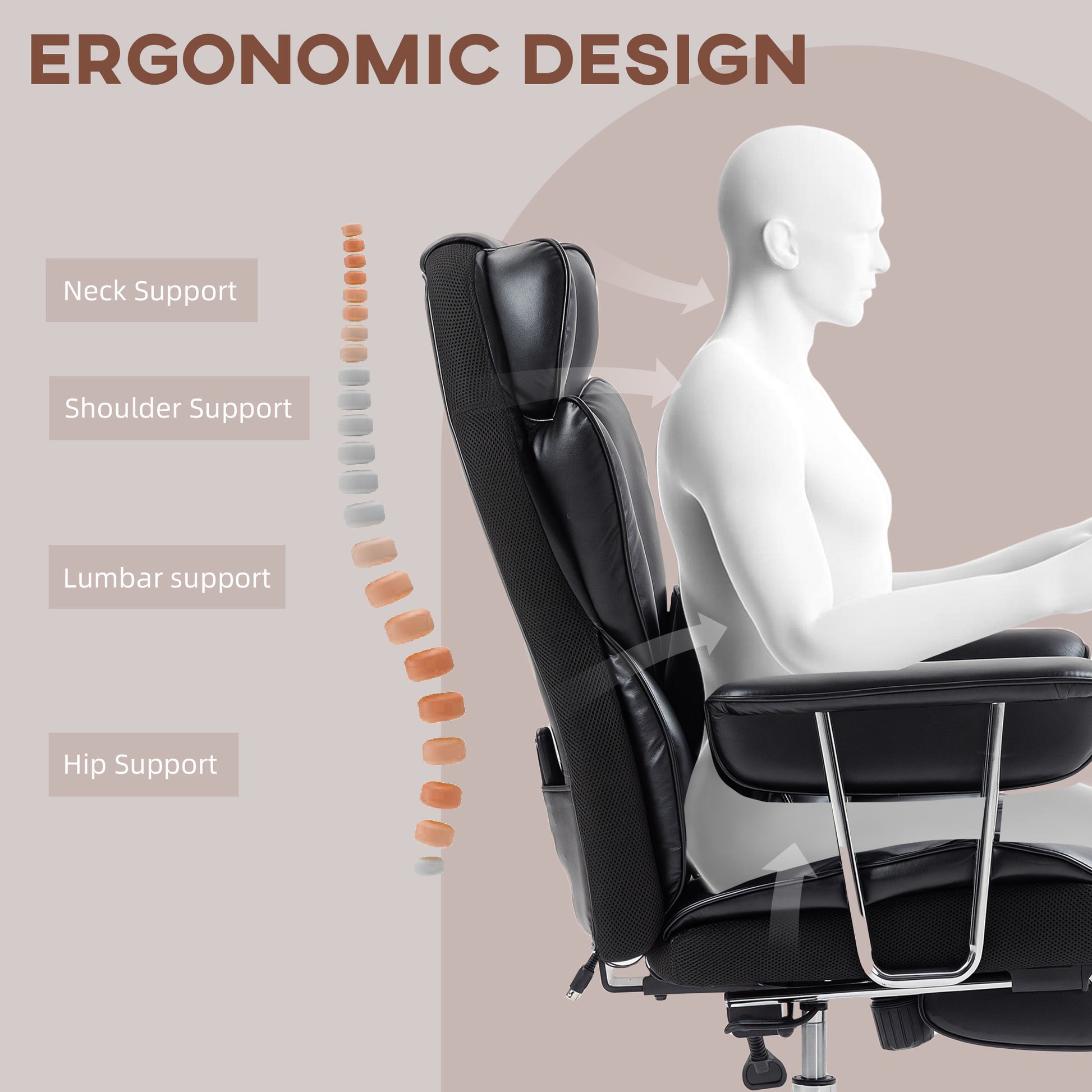 400lbs Massage Executive Office Chair with Footrest - Black-DECOROLALA