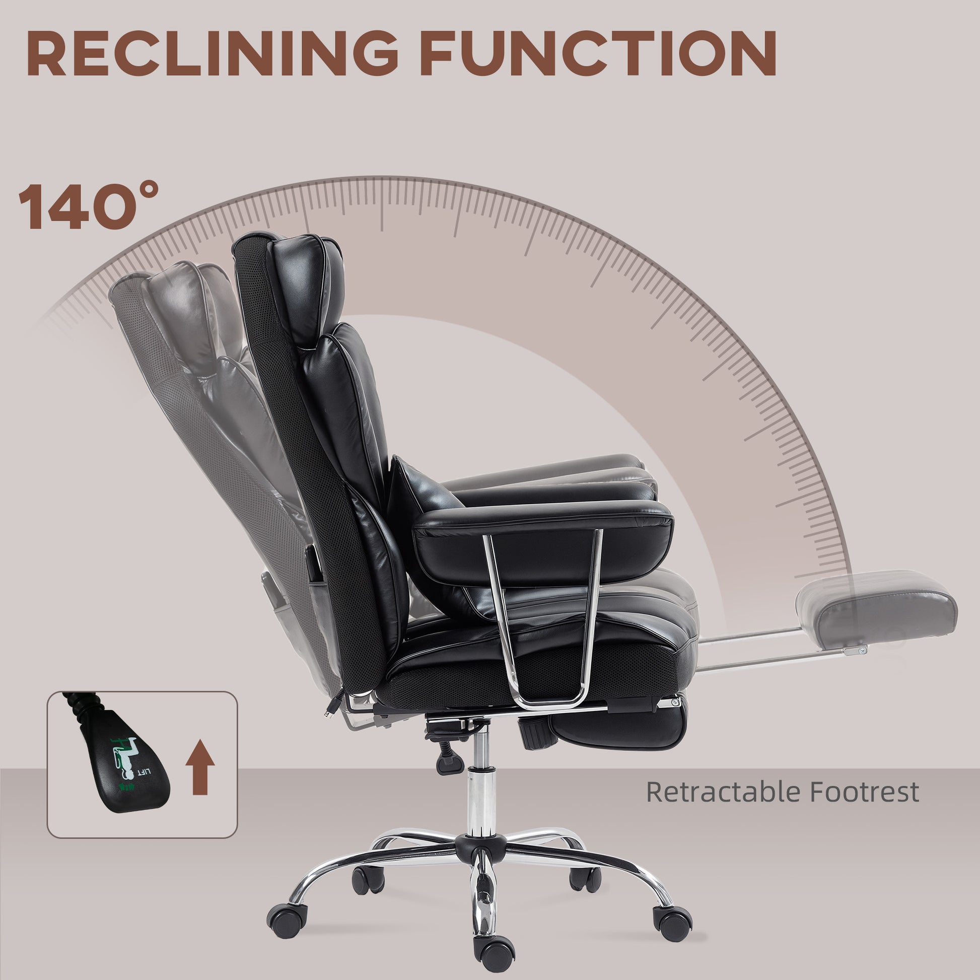 400lbs Massage Executive Office Chair with Footrest - Black-DECOROLALA