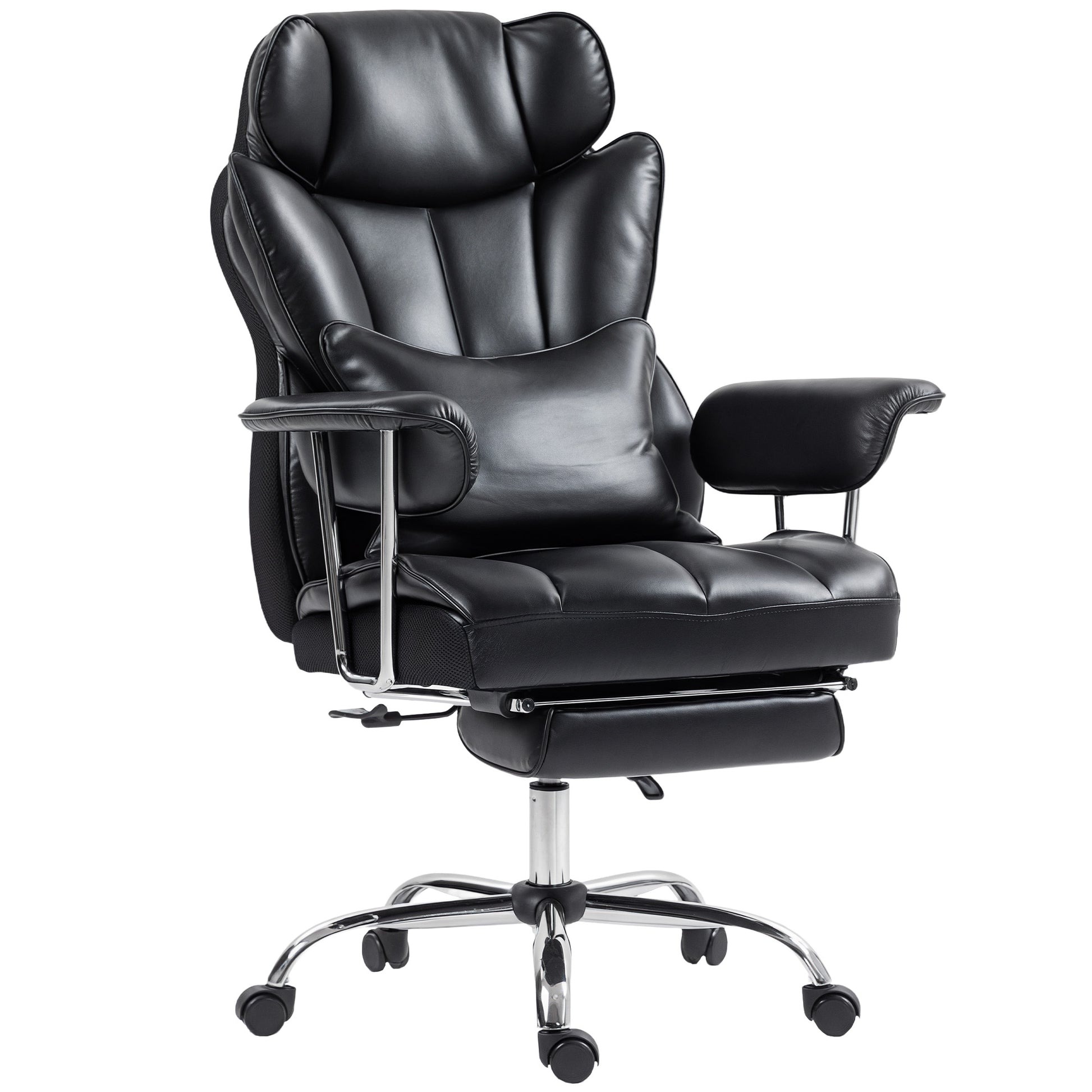 400lbs Massage Executive Office Chair with Footrest - Black-DECOROLALA