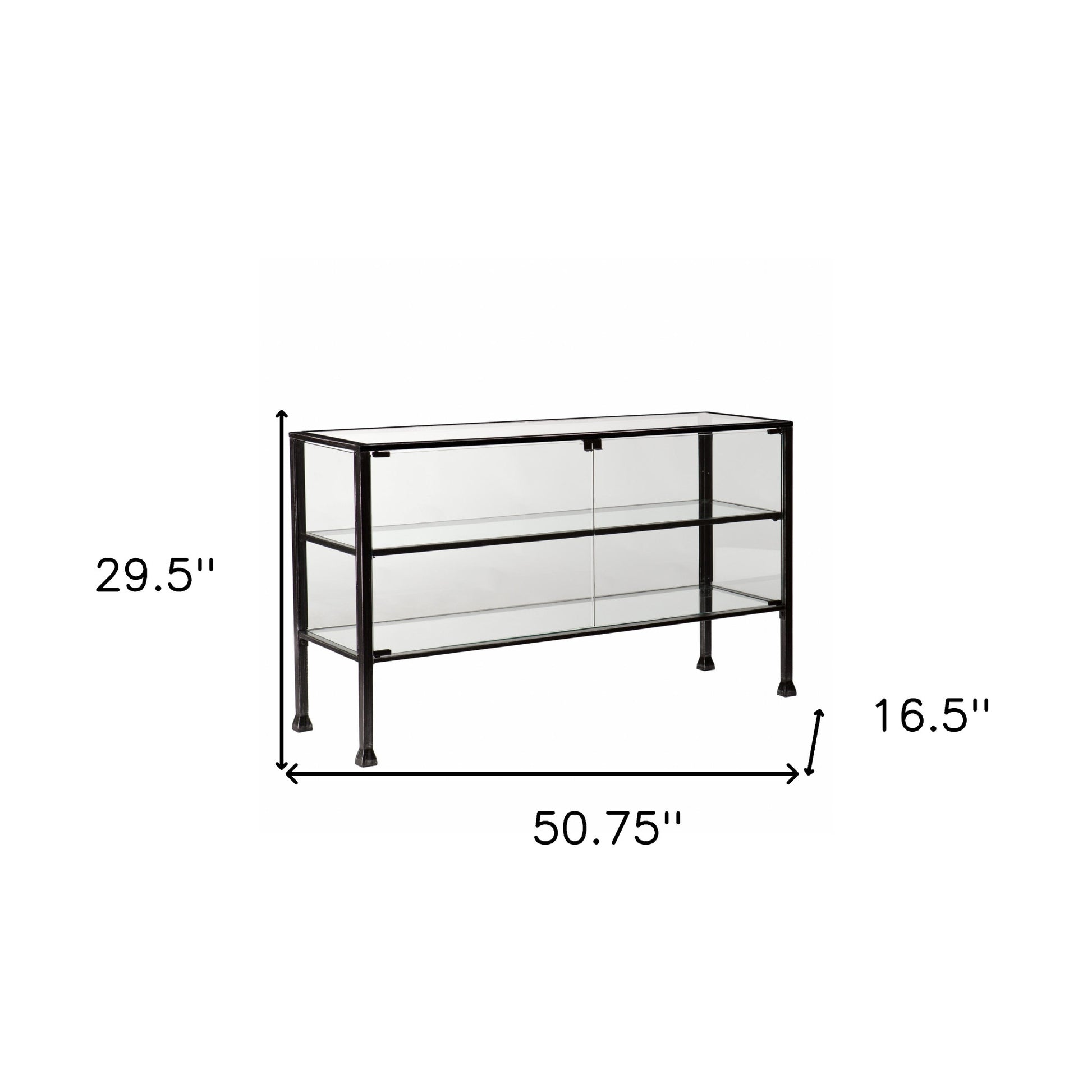 Rustic Black and Glass Double Door Cabinet-Sideboards-DECOROLALA