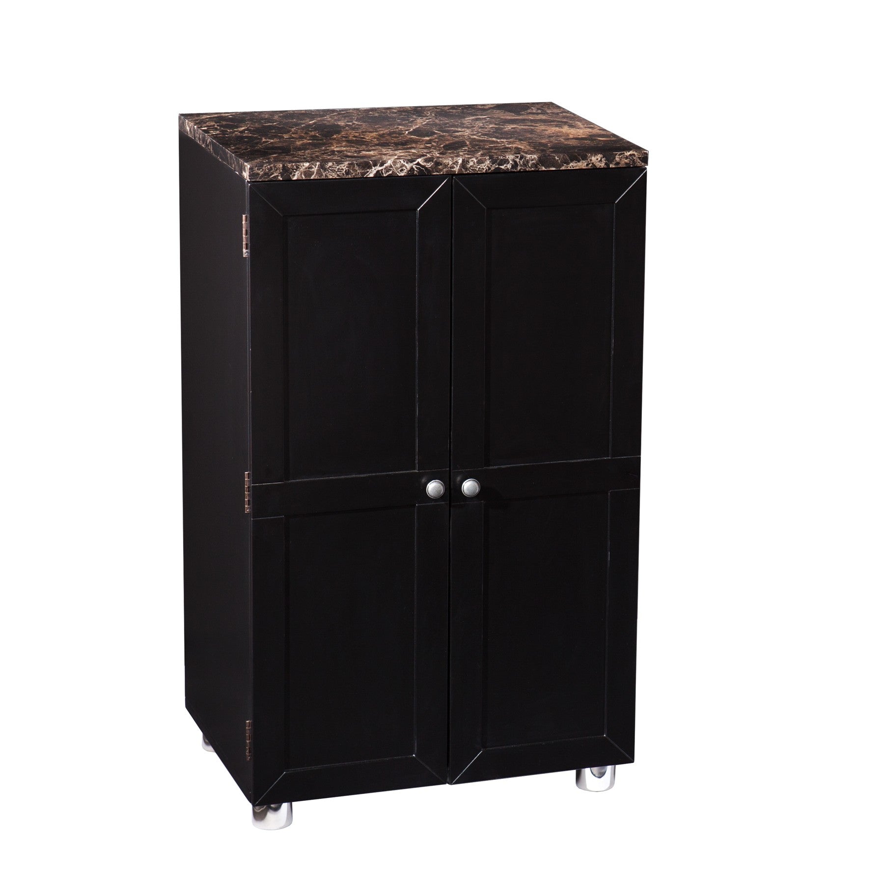 Metro Black Wood and Marble Bar Cabinet-Sideboards-DECOROLALA
