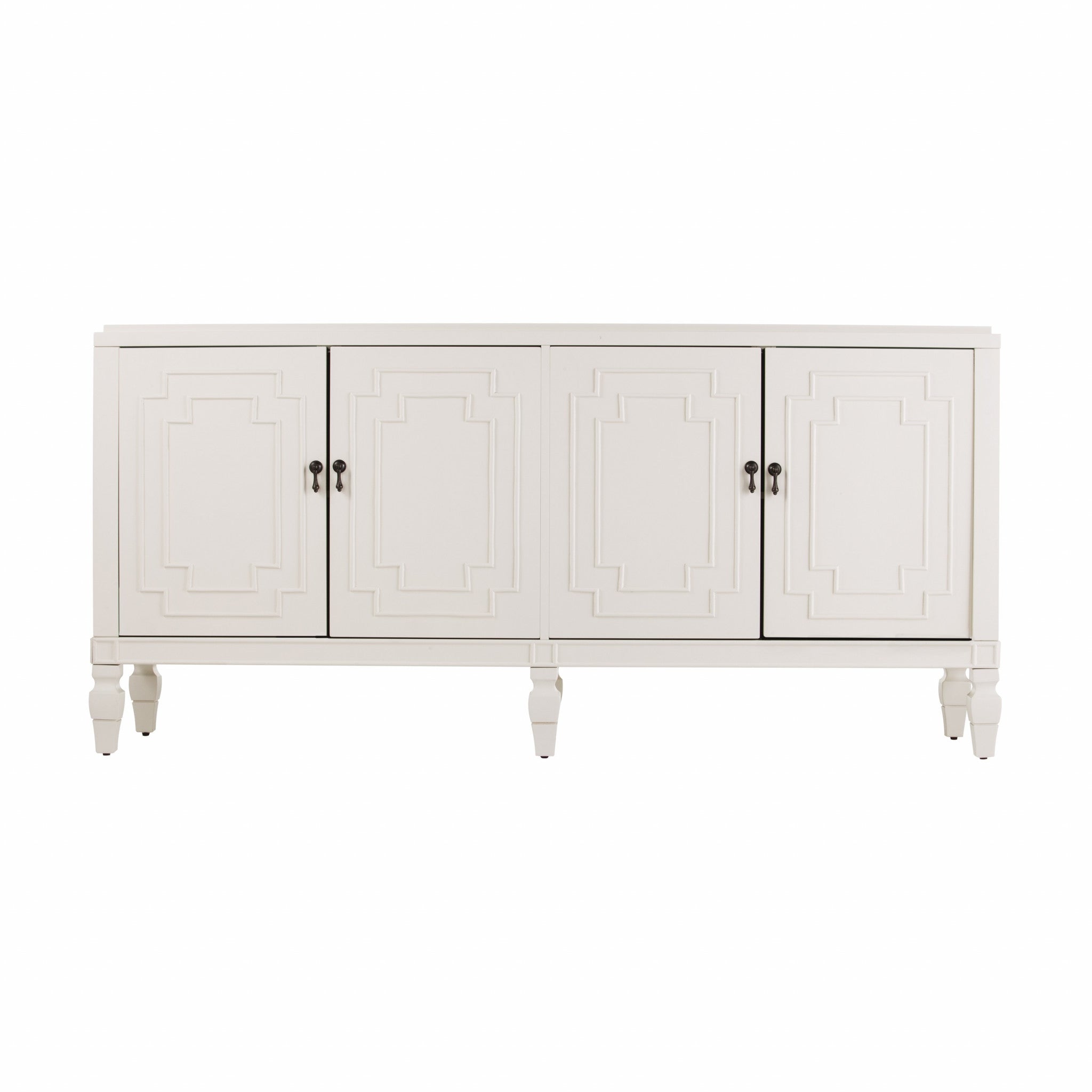 64" White Solid Wood Sideboard with Four Doors-1