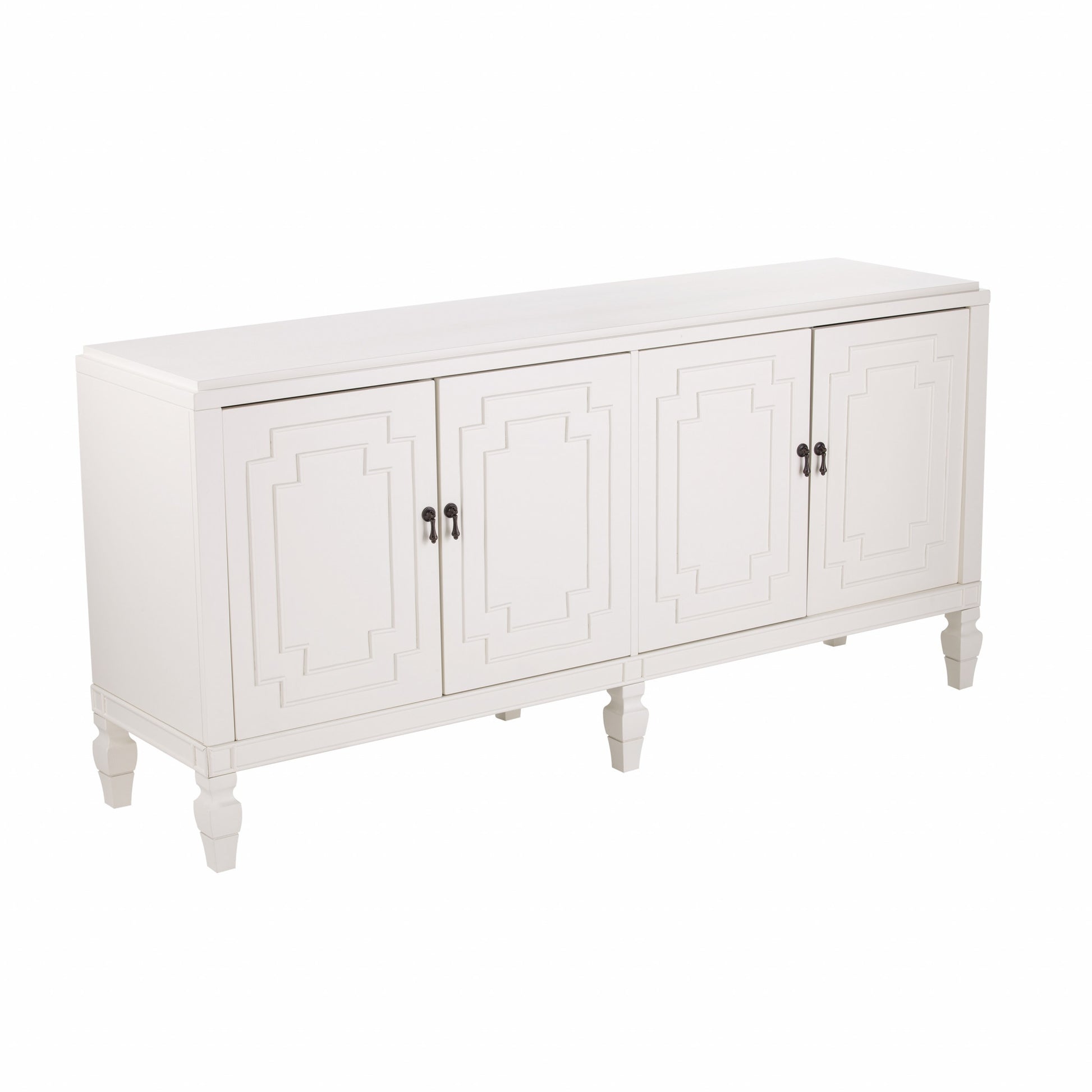 64" White Solid Wood Sideboard with Four Doors-2
