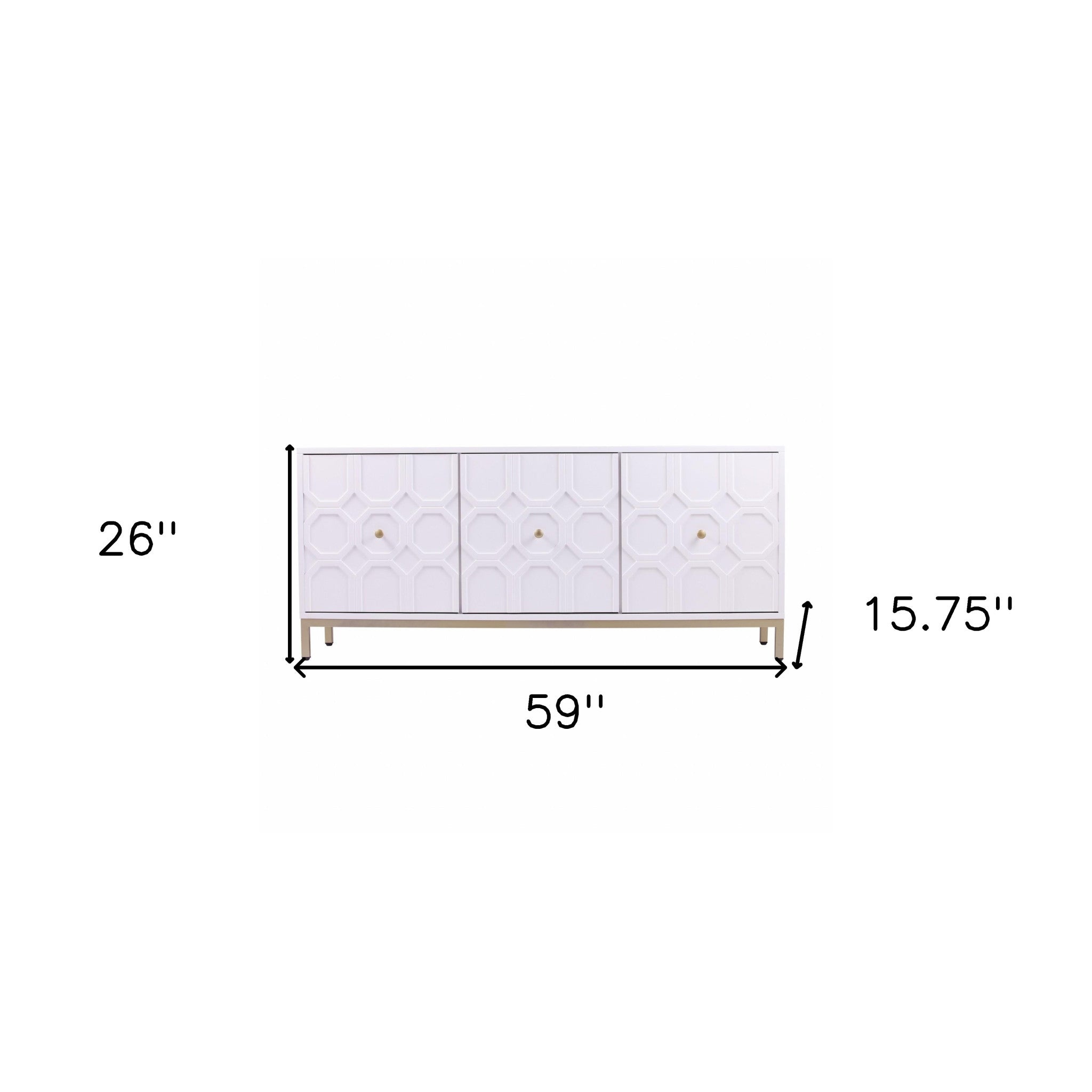 59" White and Gold Sideboard with Three Doors-Sideboards-DECOROLALA